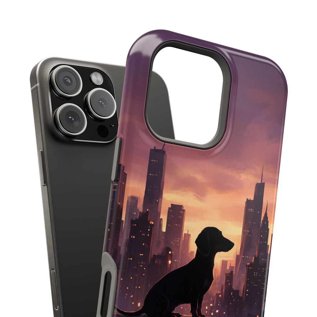 Personalized Dachshund City Skyline Phone Case — Wireless Charging Cover