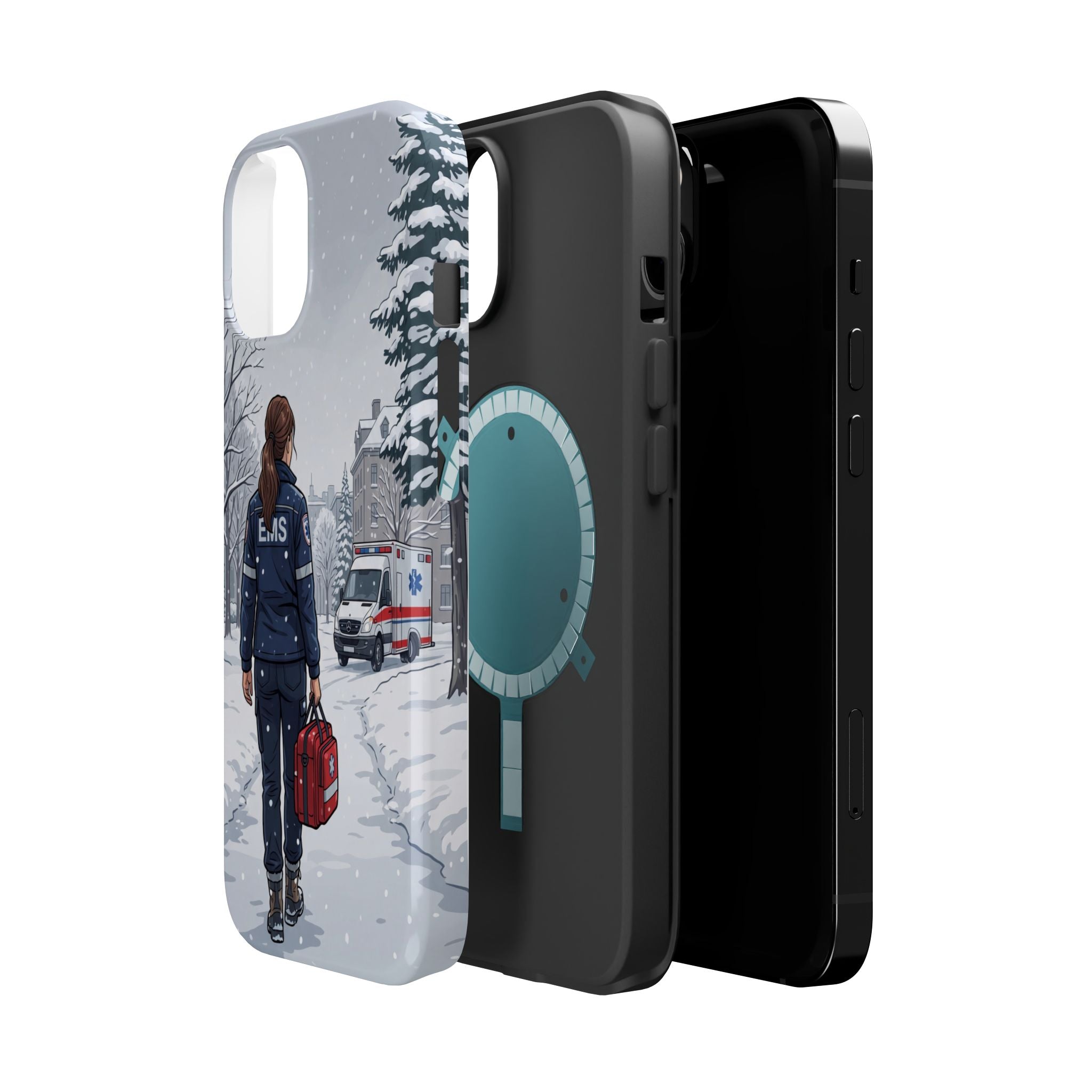 Paramedic/EMT Winter Phone Case — Magnetic Wireless Charging Cover