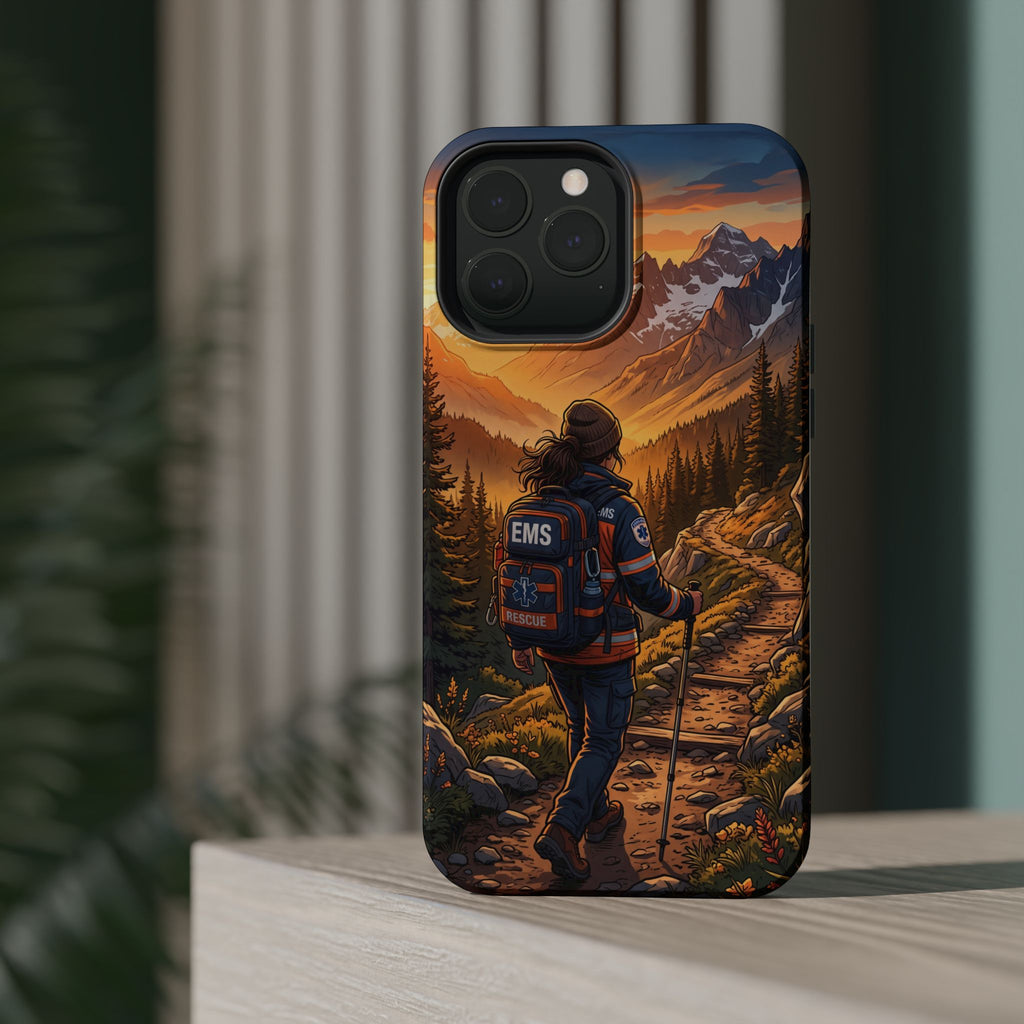 Paramedic/EMT Mountain Phone Case — Magnetic Wireless Charging Cover
