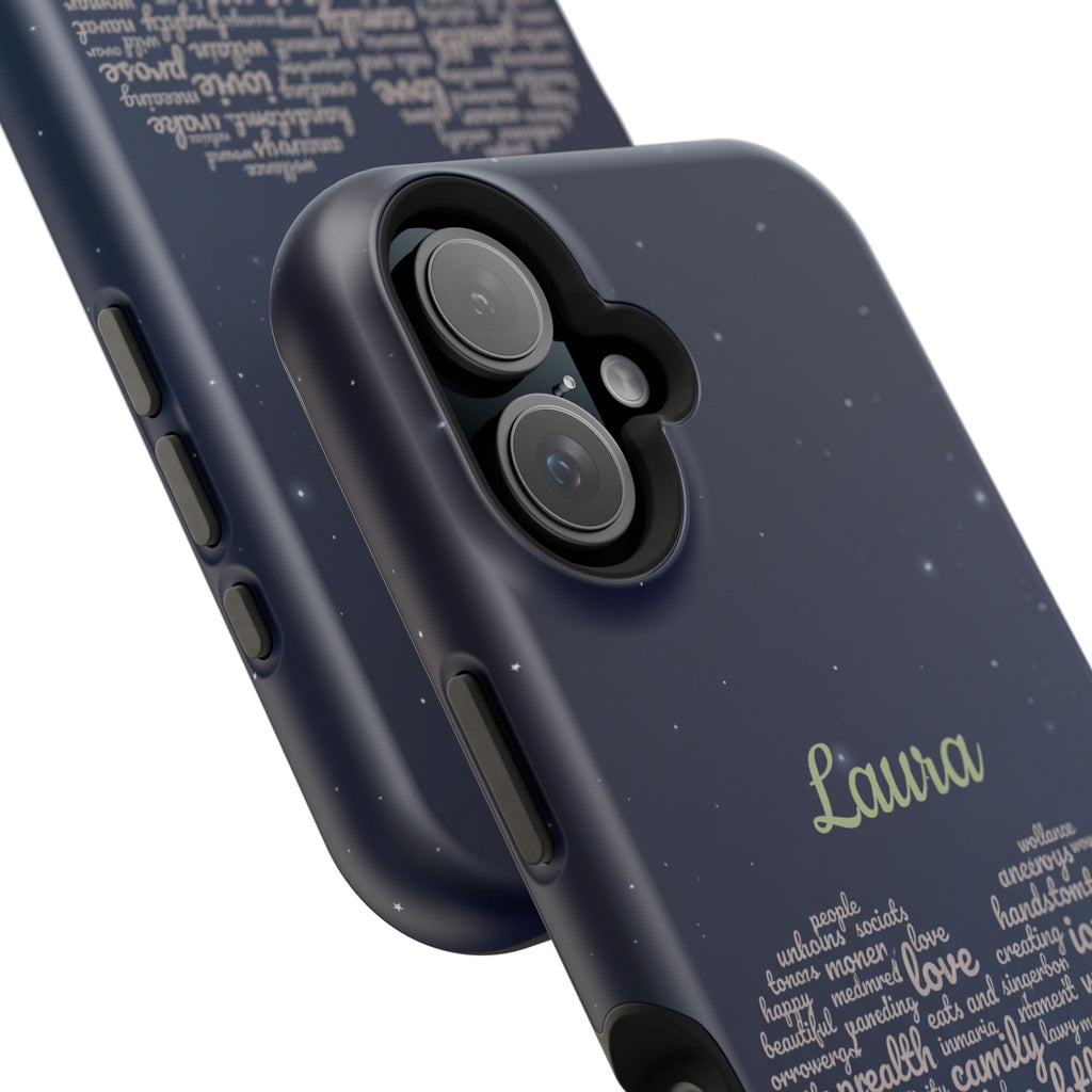 Personalized Teacher Heart Word Art Phone Case — Navy Wireless Charging Cover