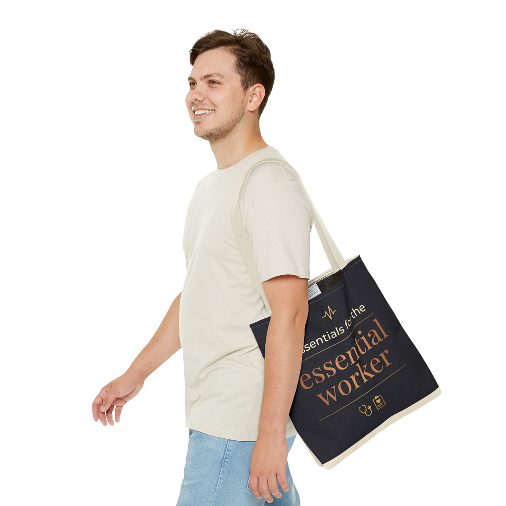 Essentials for the Essential Worker Tote | Healthcare Worker Gift Tote Bag | Nurse Doctor Appreciation Gift | Premium Polyester Carry-All