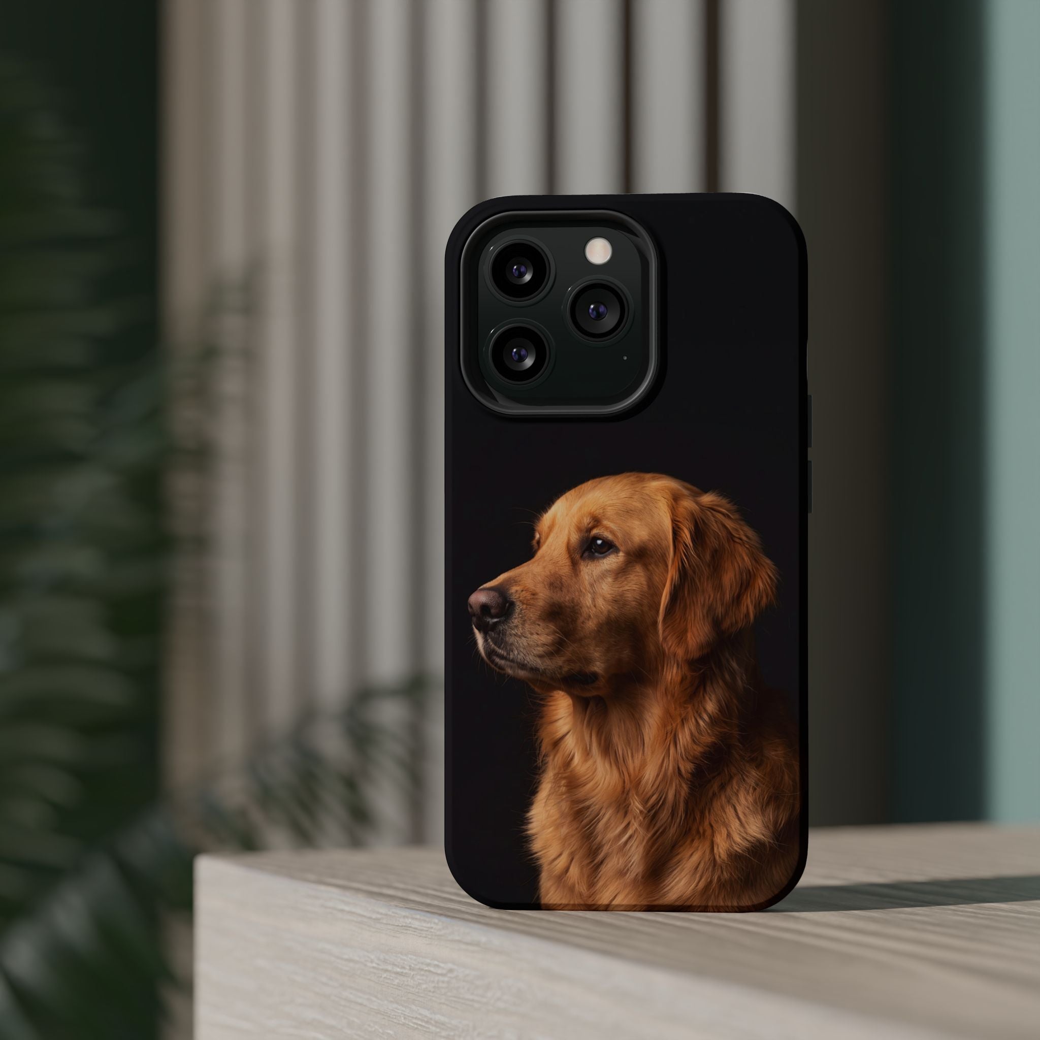 Golden Retriever Portrait Phone Case — Impact-Resistant Wireless Charging Cover