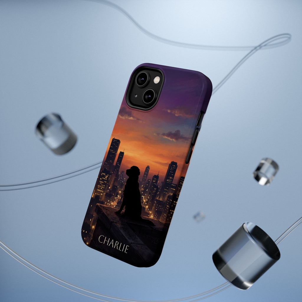 Personalized Golden Retriever City Skyline Phone Case — Wireless Charging Cover