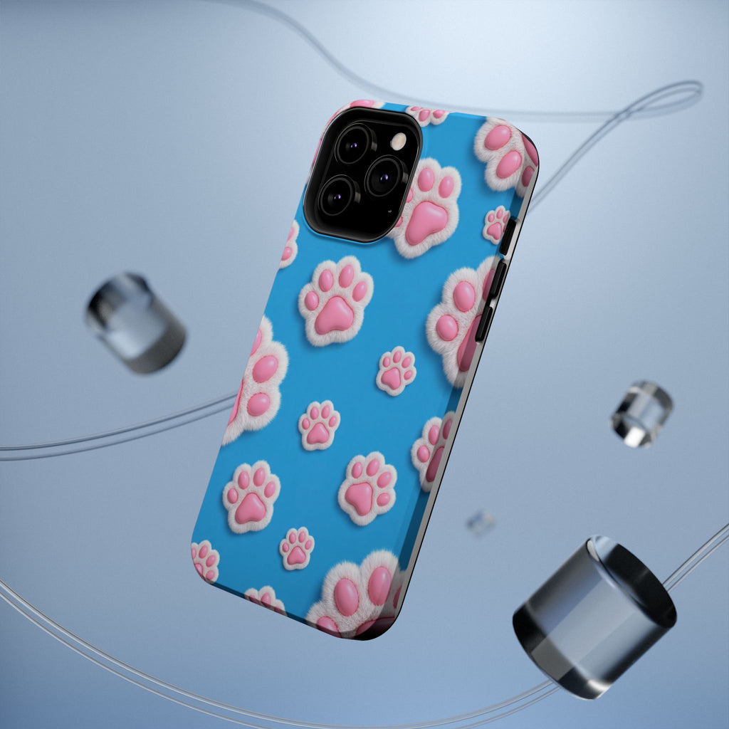 Fluffy Paw Print Phone Case | Cute 3D Pink Paw Pattern Case for Dog & Cat Lovers | iPhone & Samsung