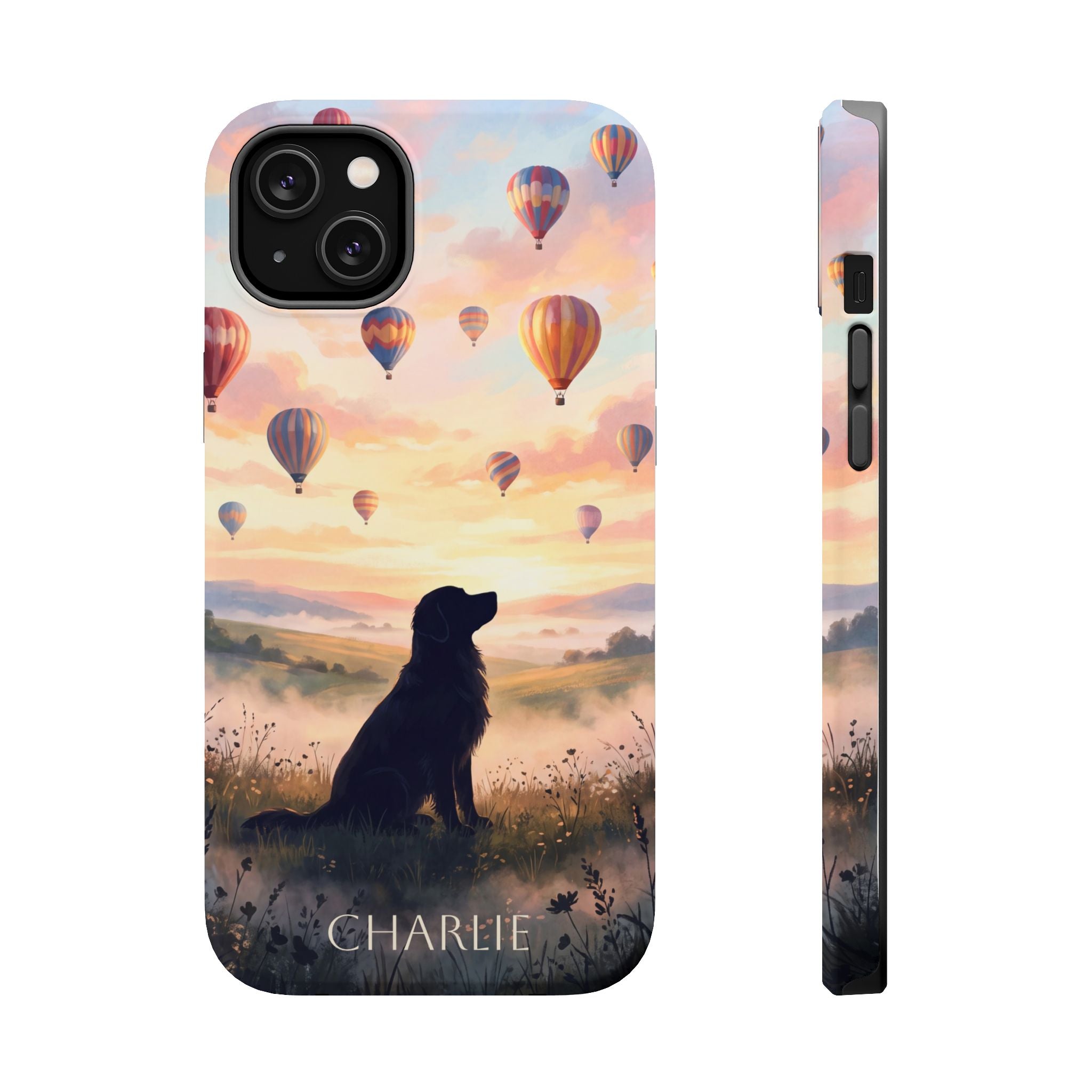 Personalized Golden Retriever Hot Air Balloon Phone Case — Wireless Charging Cover
