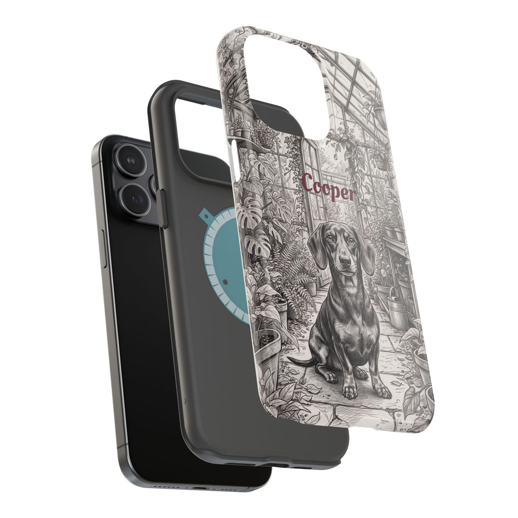 Personalized Dachshund Vintage Greenhouse Phone Case — Wireless Charging Cover