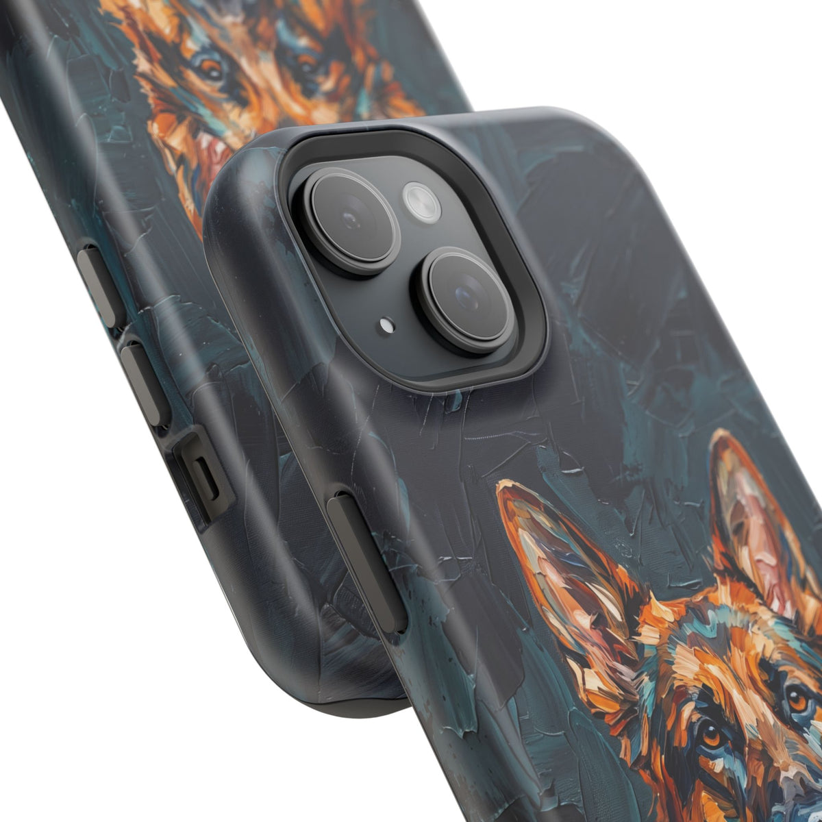 German Shepherd Phone Case | Palette Knife Painting Art — Tough Magnetic Case with Wireless Charging