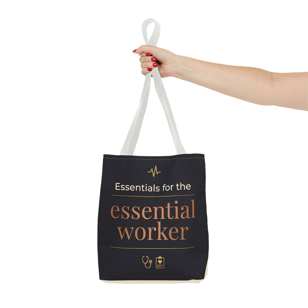 Essentials for the Essential Worker Tote | Healthcare Worker Gift Tote Bag | Nurse Doctor Appreciation Gift | Premium Polyester Carry-All