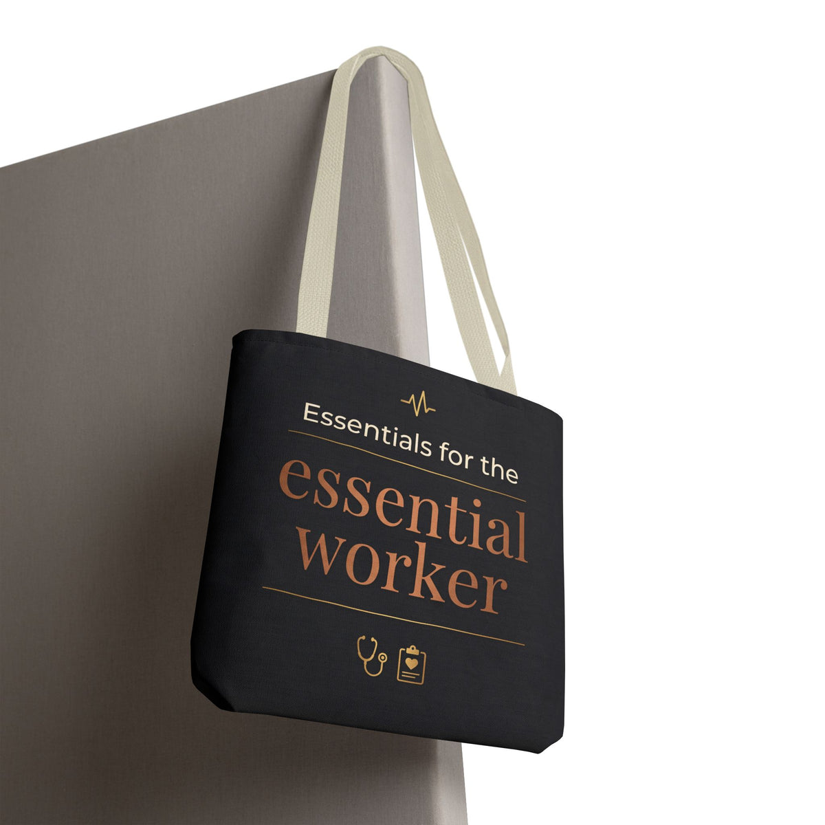 Essentials for the Essential Worker Tote | Healthcare Worker Gift Tote Bag | Nurse Doctor Appreciation Gift | Premium Polyester Carry-All