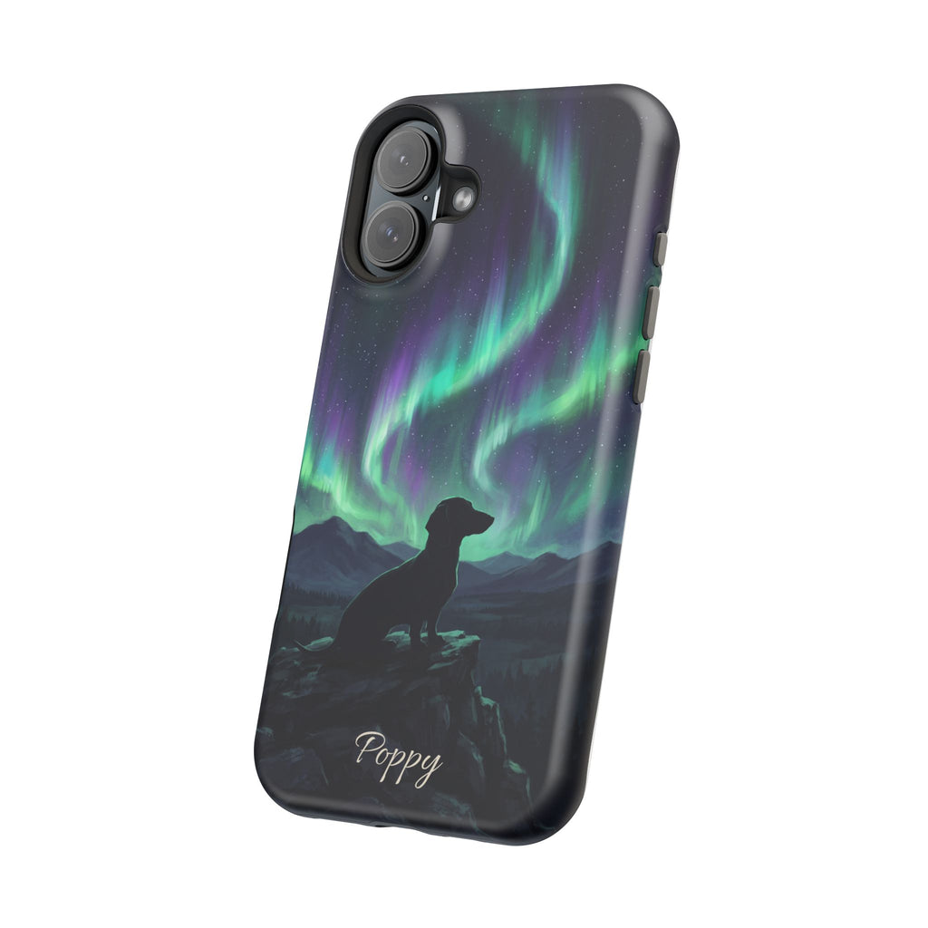 Personalized Dachshund Northern Lights Phone Case — Wireless Charging Cover