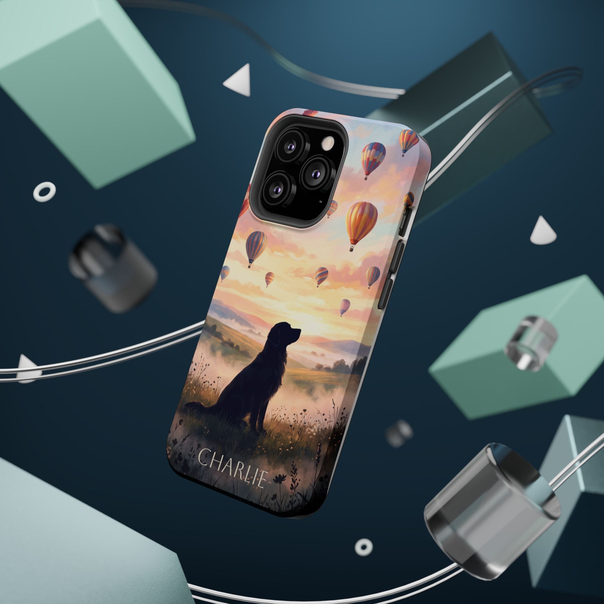 Personalized Golden Retriever Hot Air Balloon Phone Case — Wireless Charging Cover
