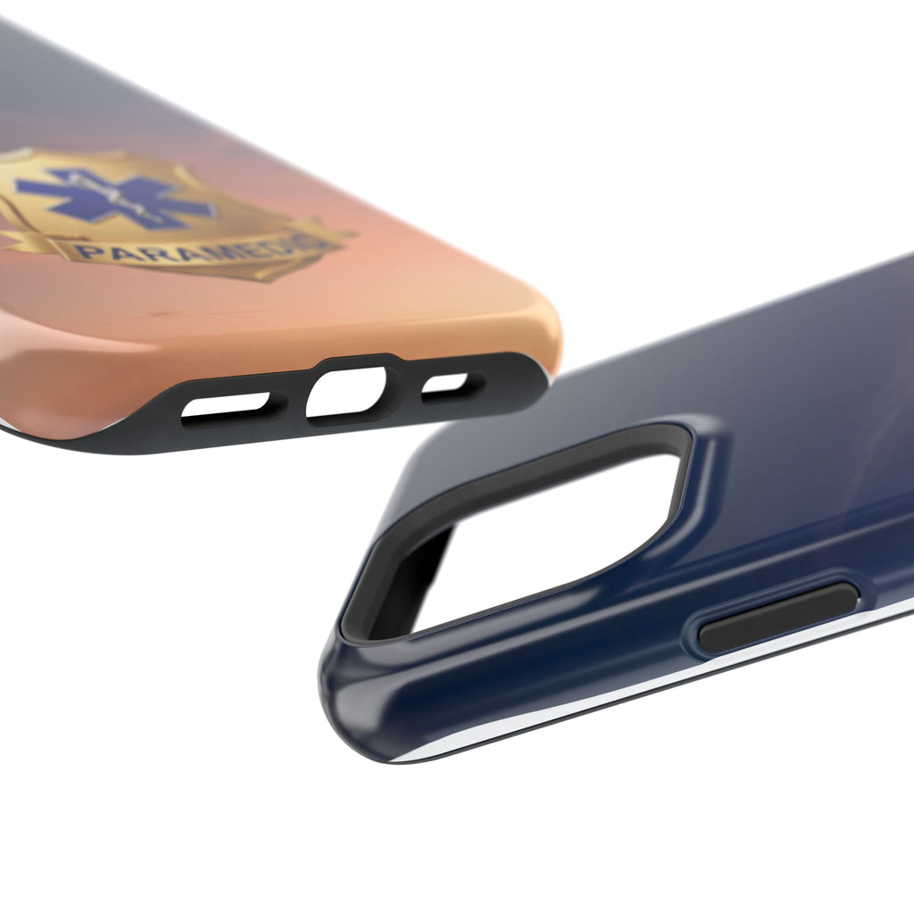 Gold Paramedic Badge Sunset Sky Phone Case — Magnetic Wireless Charging Cover