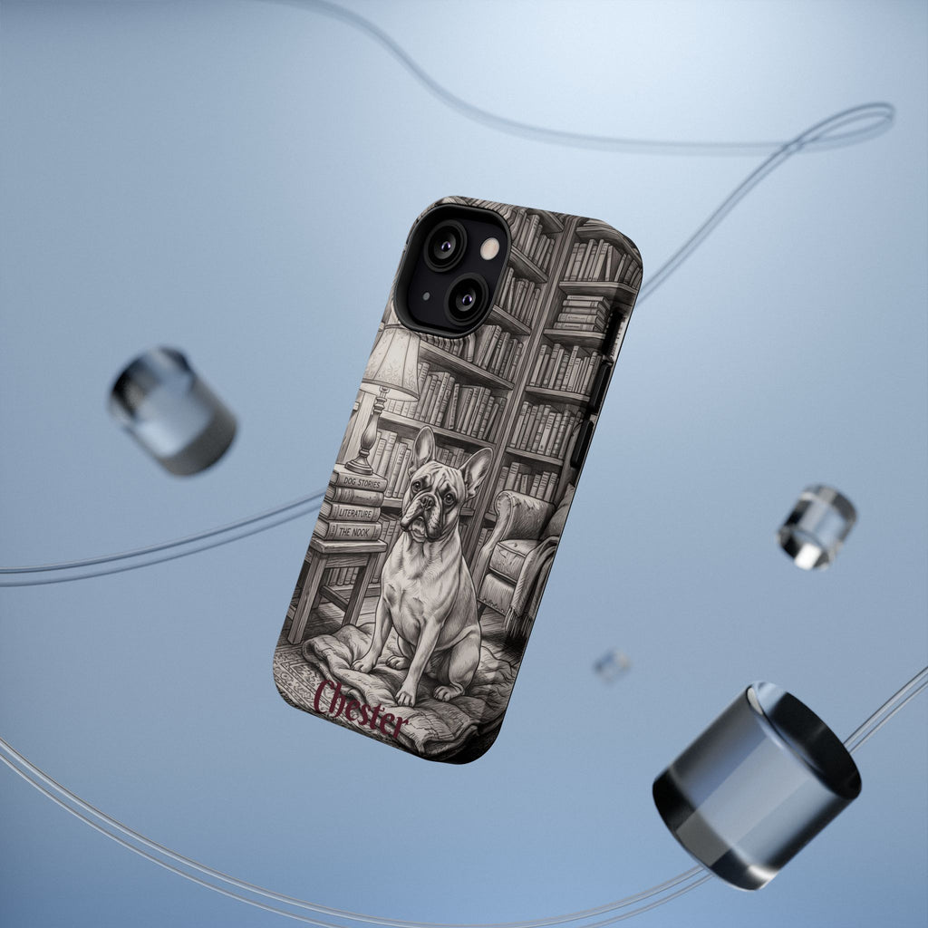 Personalized French Bulldog Library Study Phone Case — Wireless Charging Cover