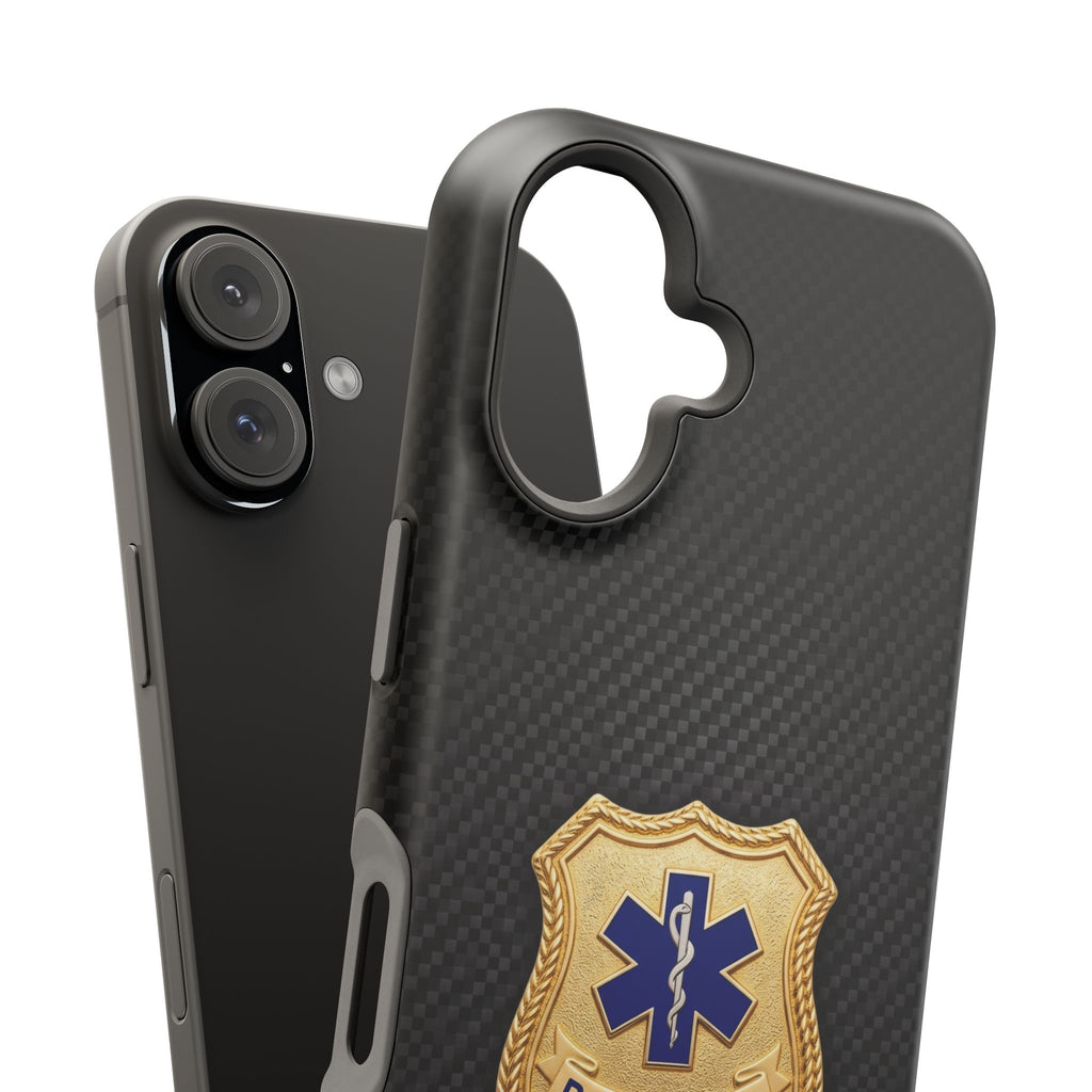Gold Paramedic Badge Black Phone Case — Magnetic Wireless Charging Cover