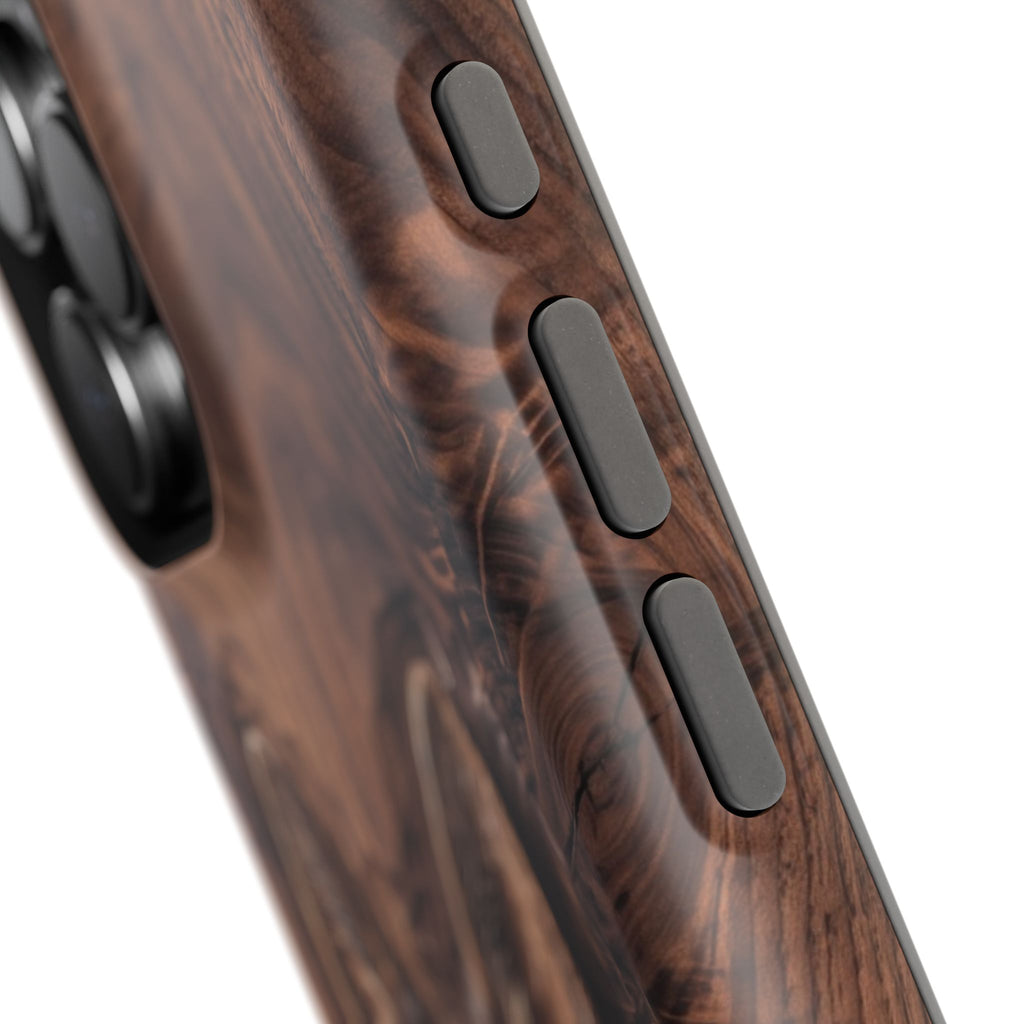 German Shepherd Phone Case | Carved Walnut Art — Tough Magnetic Case with Wireless Charging