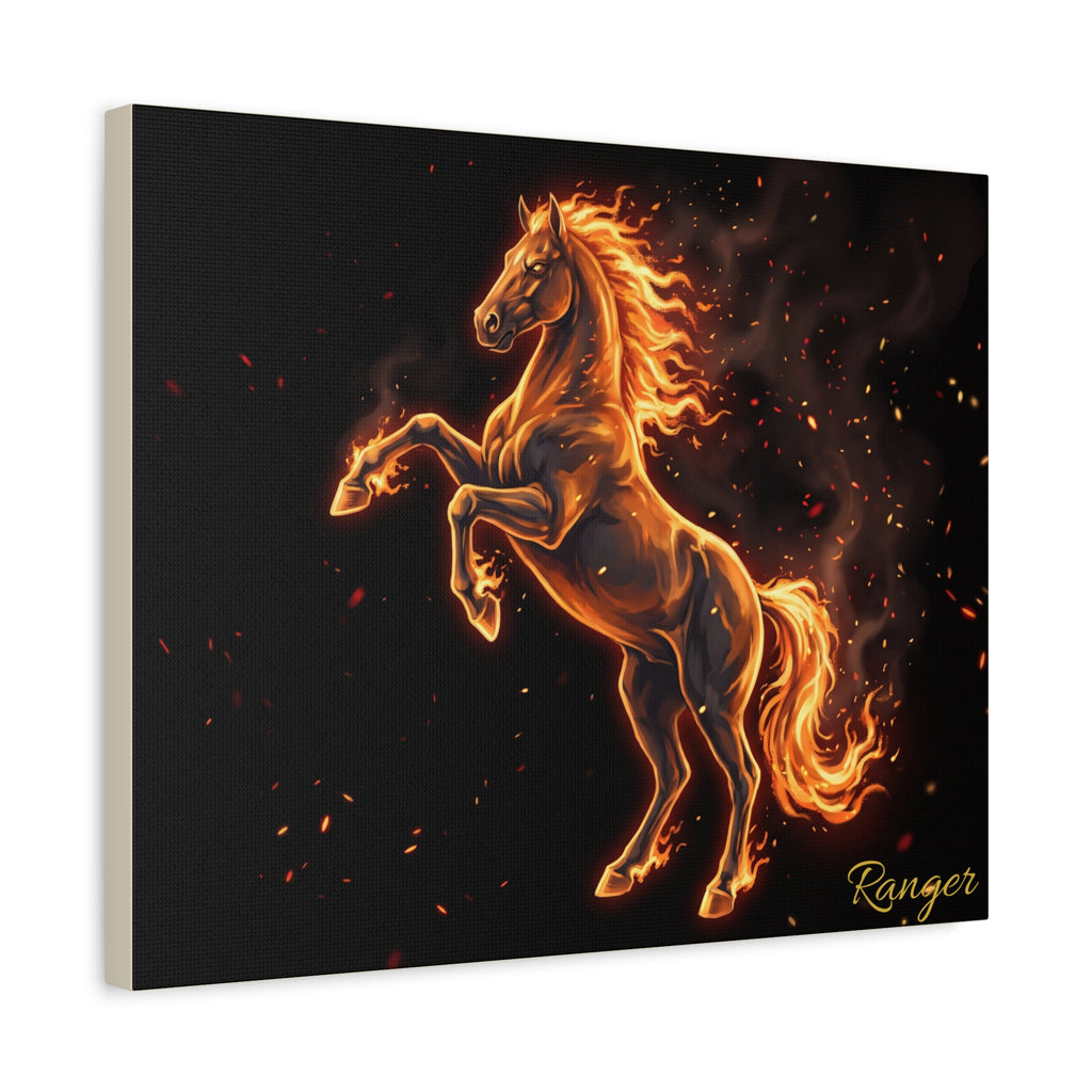 Horse Personalized Canvas | Fire and Embers Rearing Horse Wall Art