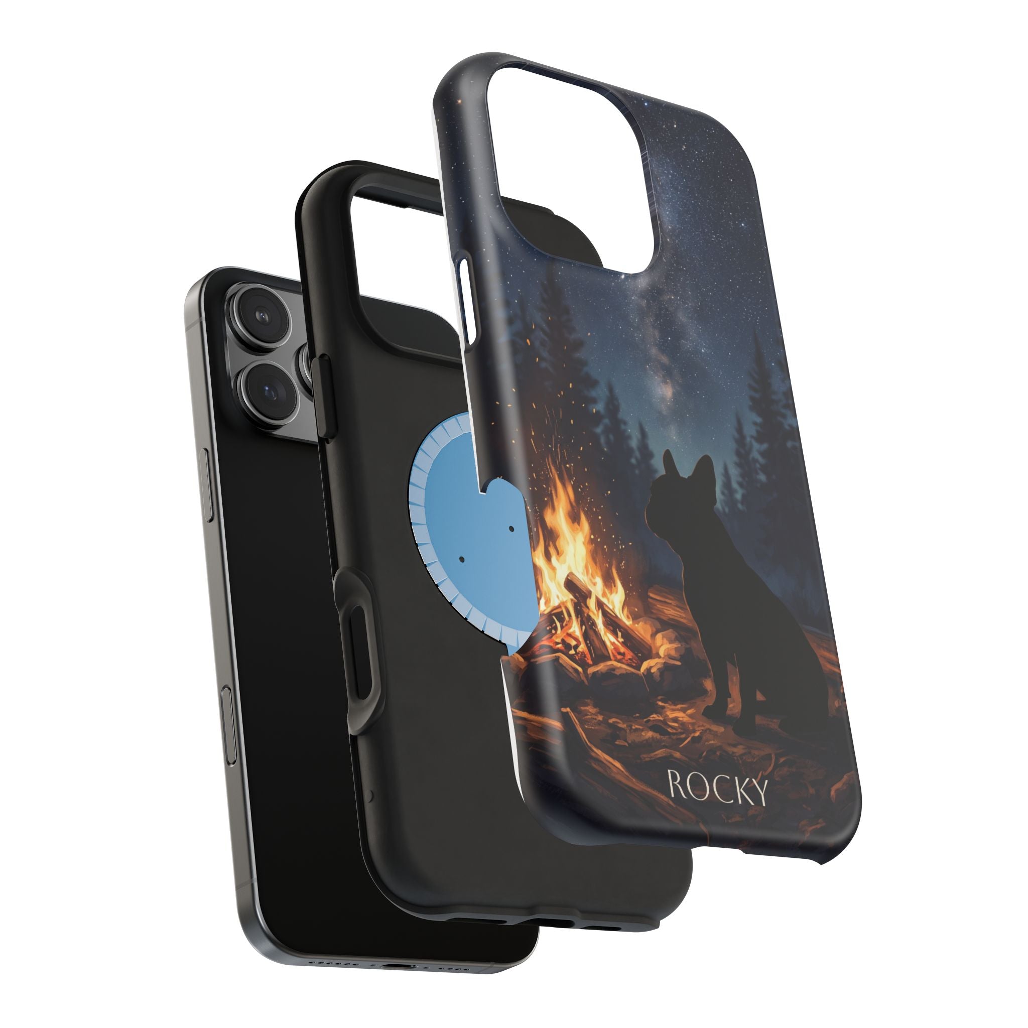 Personalized French Bulldog Campfire Phone Case — Wireless Charging Cover