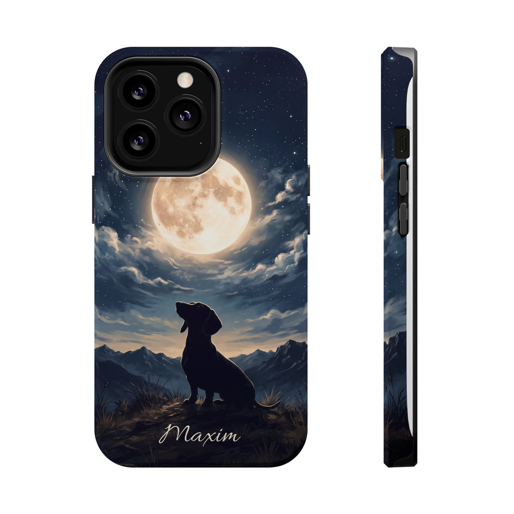 Personalized Dachshund Moonlight Phone Case — Wireless Charging Cover