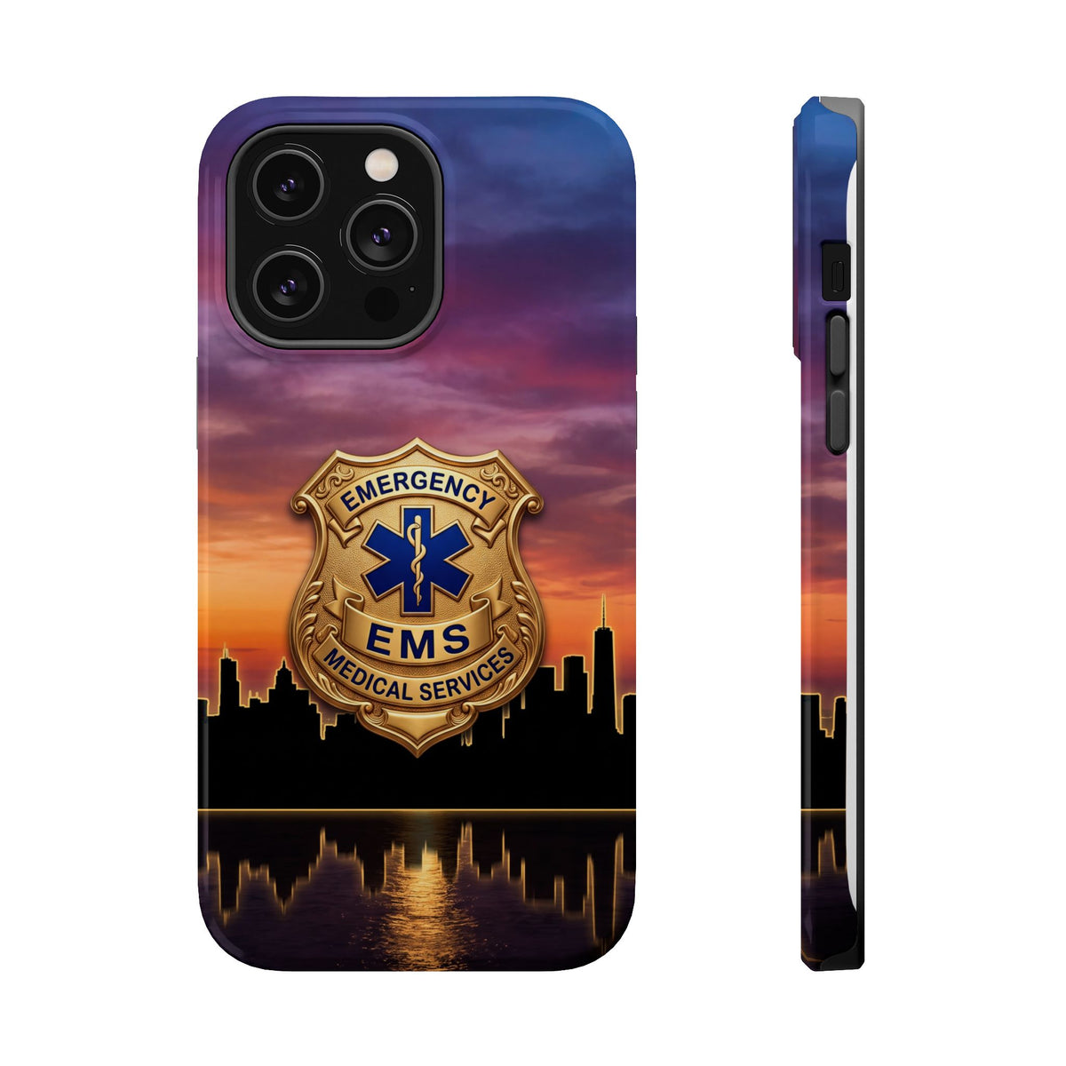 EMS Badge Sunset Skyline Phone Case — Magnetic Wireless Charging Cover