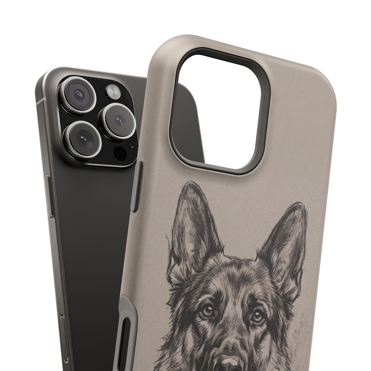 German Shepherd Phone Case | Charcoal Sketch Art — Tough Magnetic Case with Wireless Charging