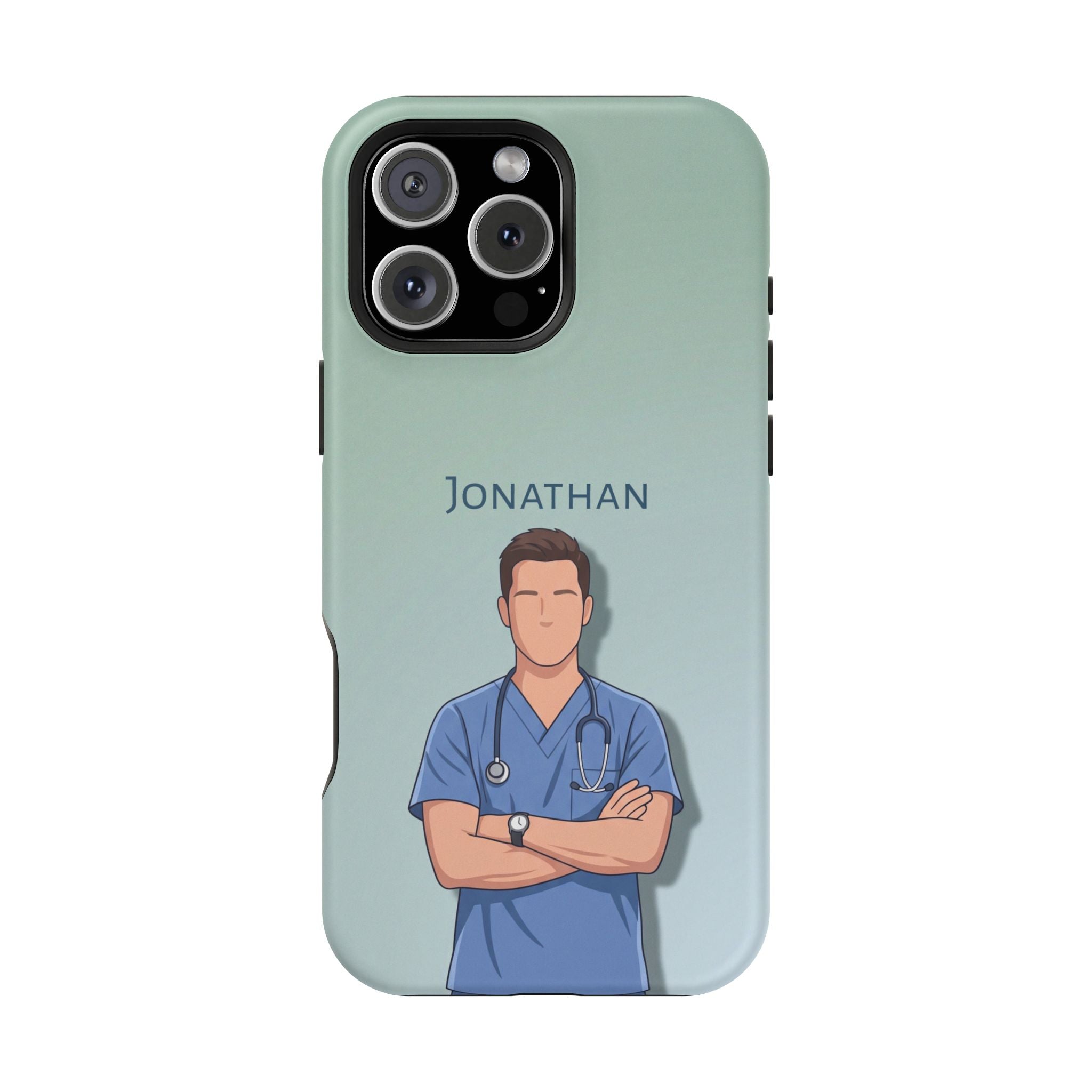 Personalized Nurse Portrait Phone Case — Impact-Resistant Wireless Charging Cover