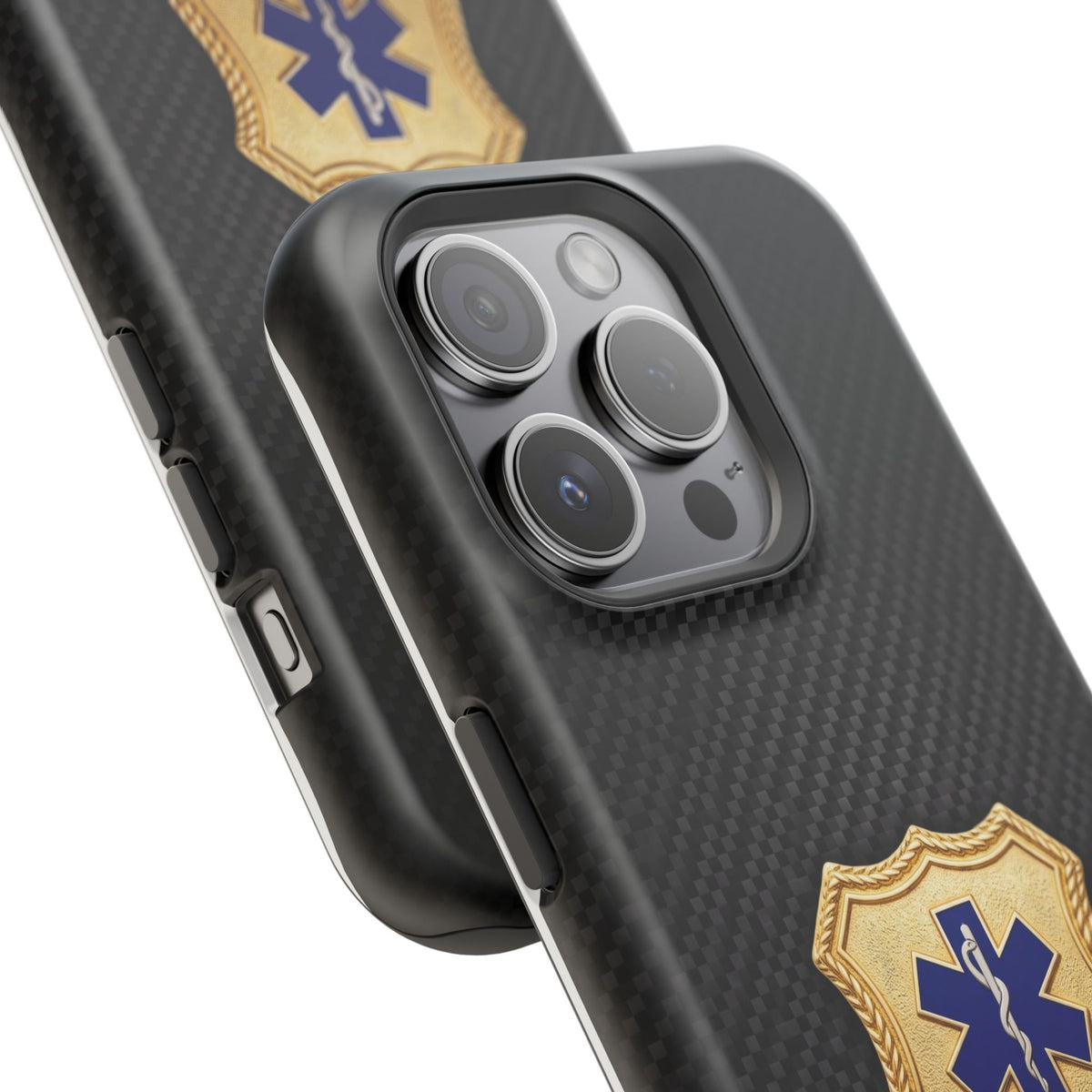 Gold Paramedic Badge Black Phone Case — Magnetic Wireless Charging Cover