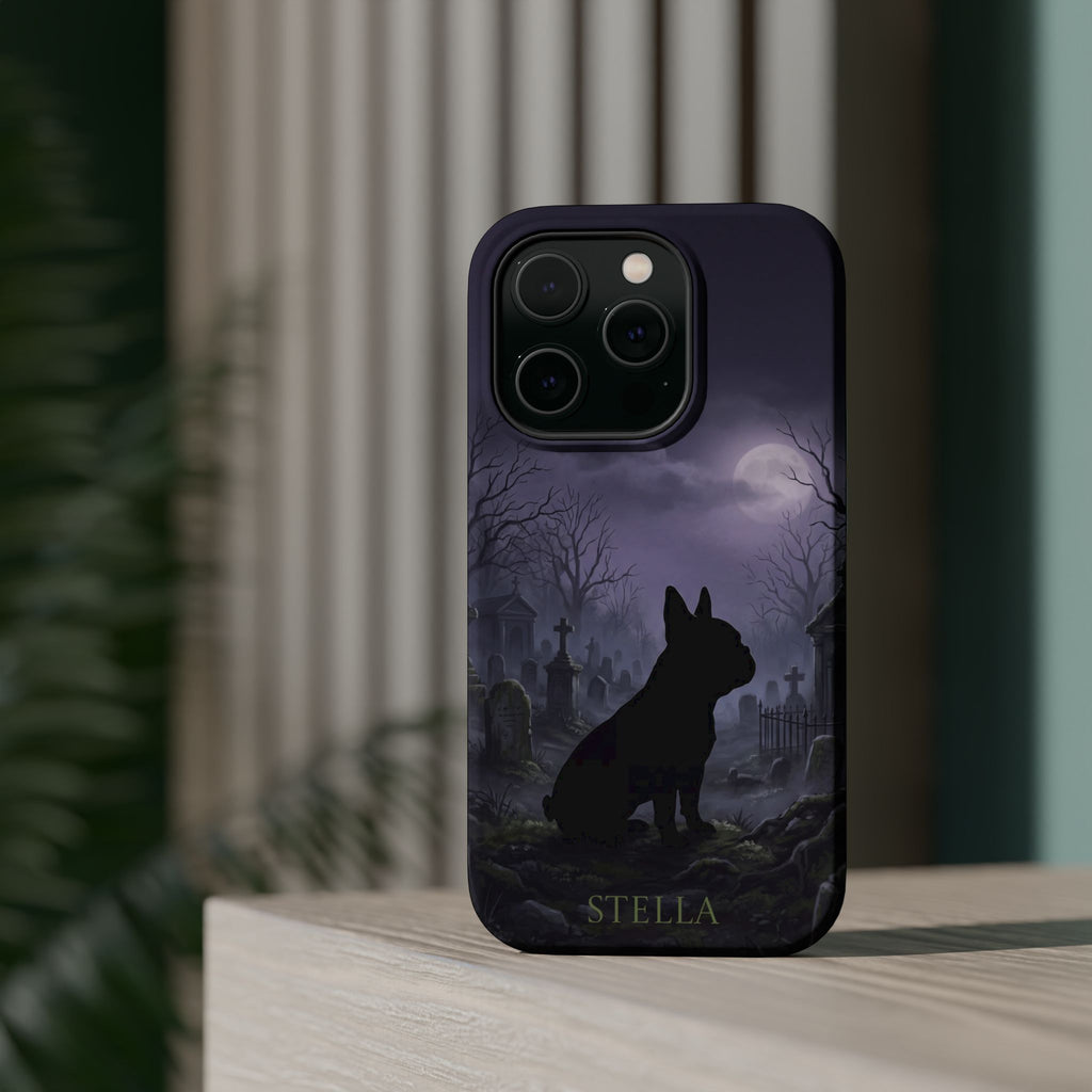 Personalized French Bulldog Moonlit Graveyard Phone Case — Wireless Charging Cover