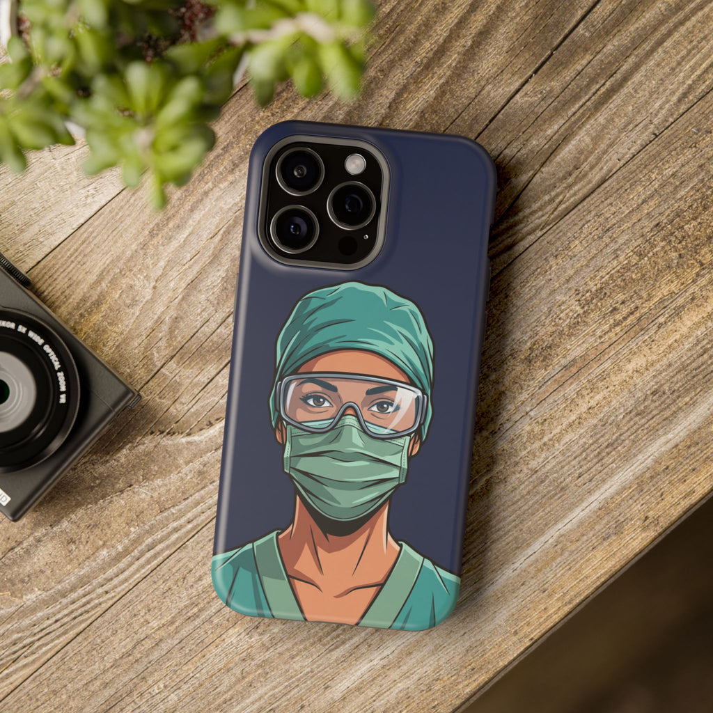 Bold Nurse Portrait Phone Case — Magnetic Wireless Charging Cover