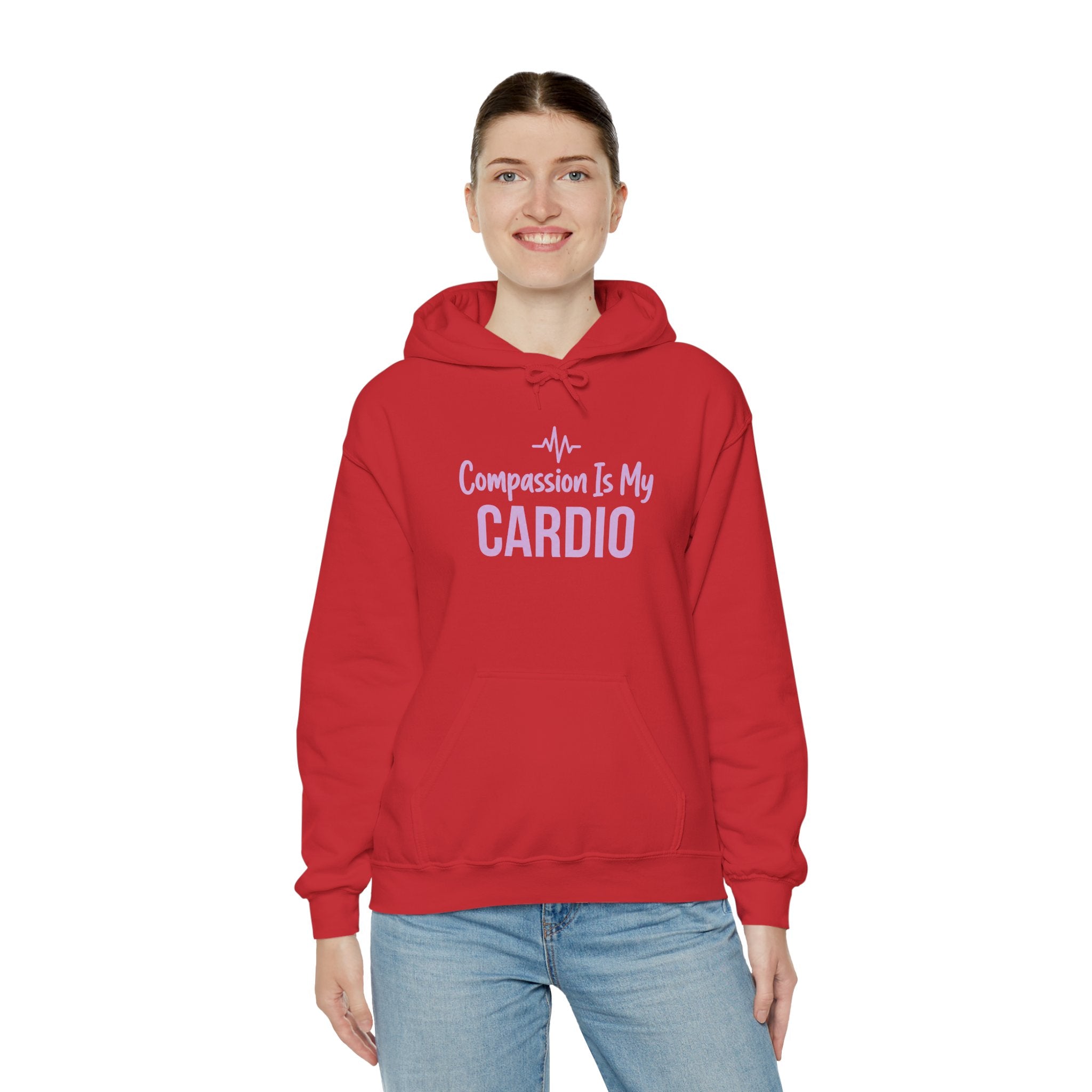 Compassion Is My Cardio Hoodie — Nurse/Healthcare Worker Graphic Pullover