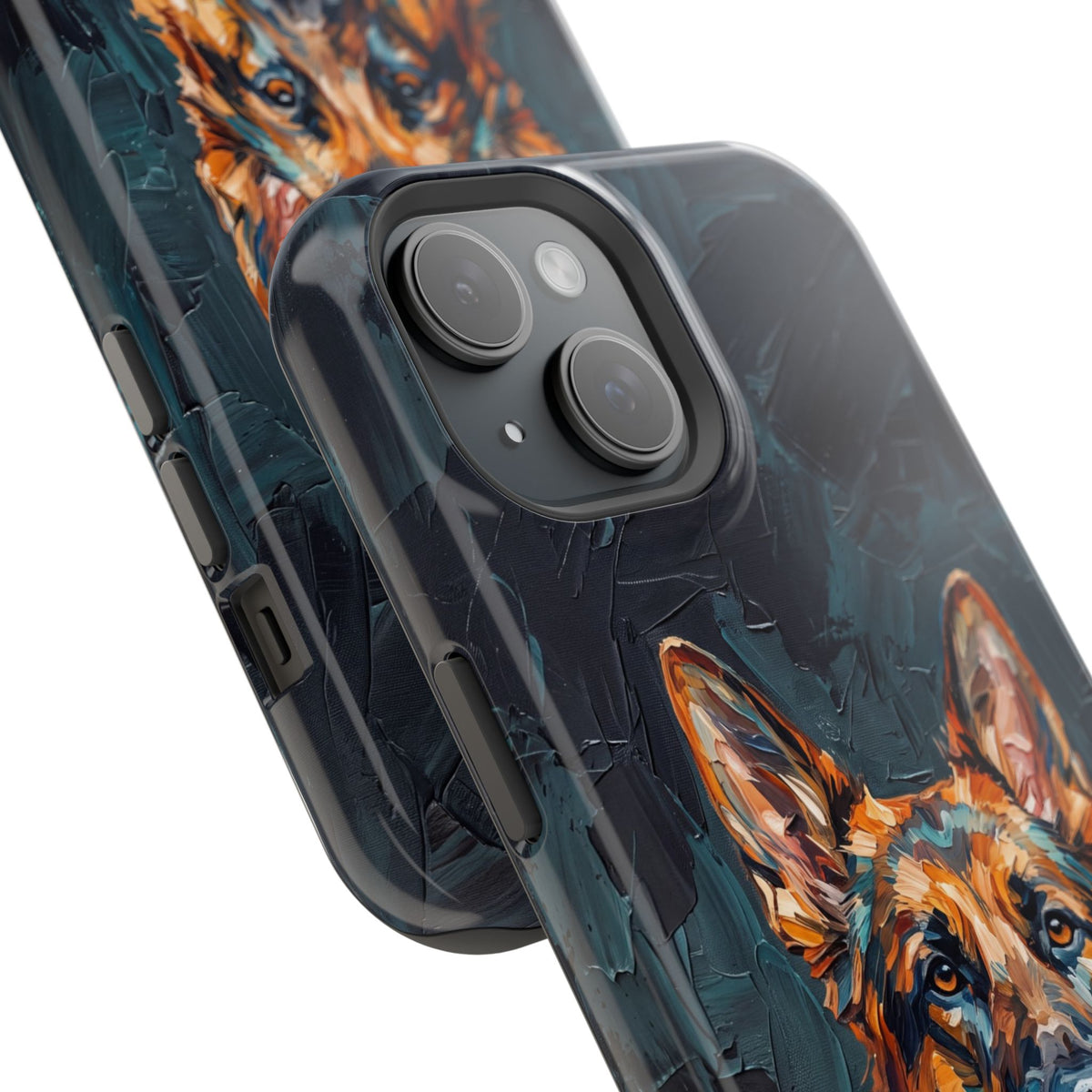 German Shepherd Phone Case | Palette Knife Painting Art — Tough Magnetic Case with Wireless Charging