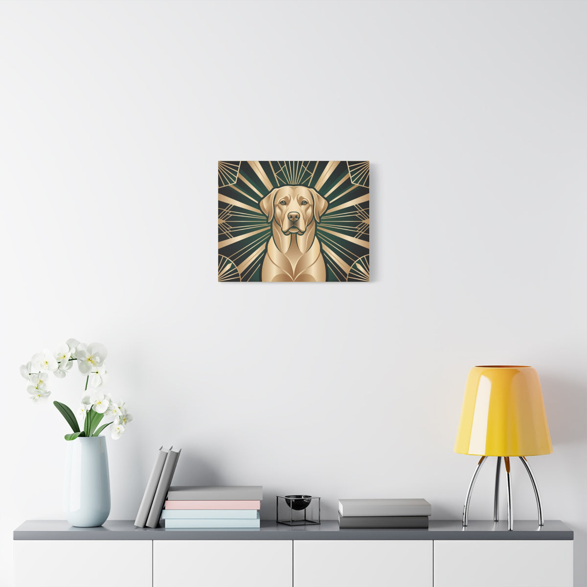 Labrador Canvas | Art Deco Emerald & Gold Wall Art