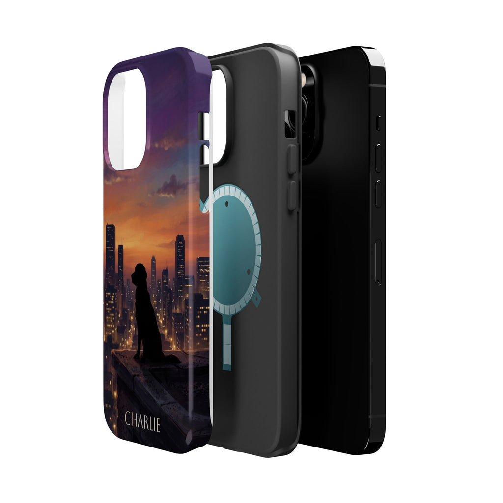 Personalized Golden Retriever City Skyline Phone Case — Wireless Charging Cover