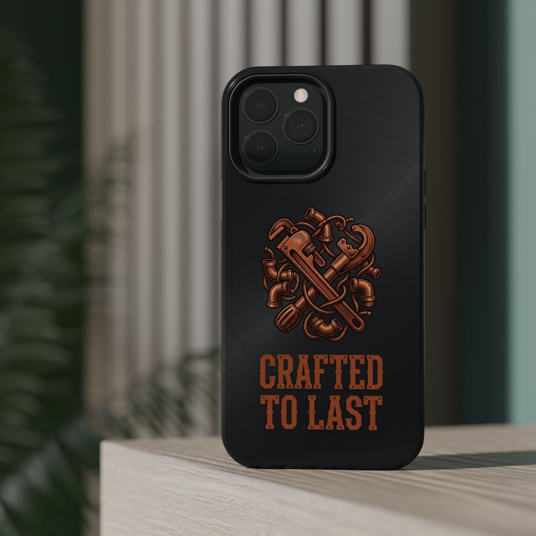Crafted to Last Phone Case — Crossed Wrenches Wireless Charging Cover