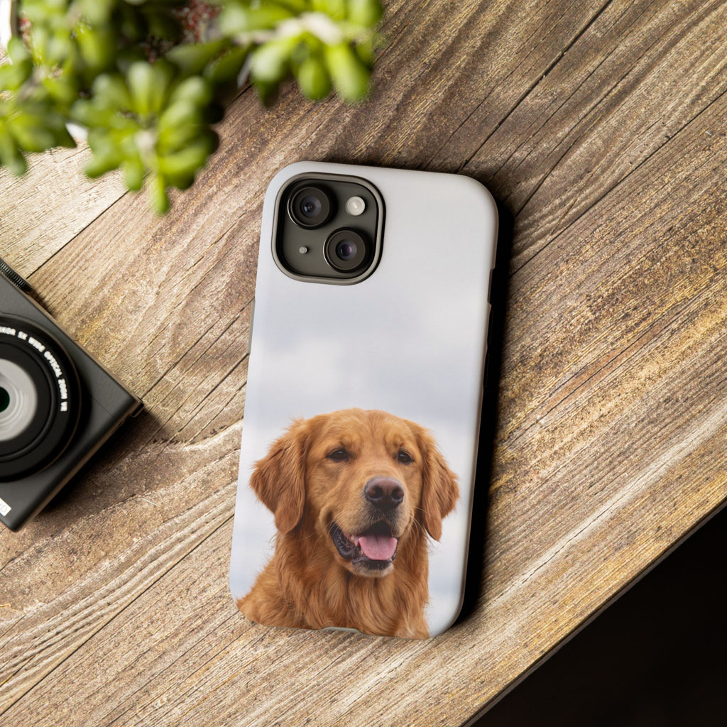 Golden Retriever Portrait Phone Case | Happy Dog Photo on Soft Sky Background | Samsung & iPhone