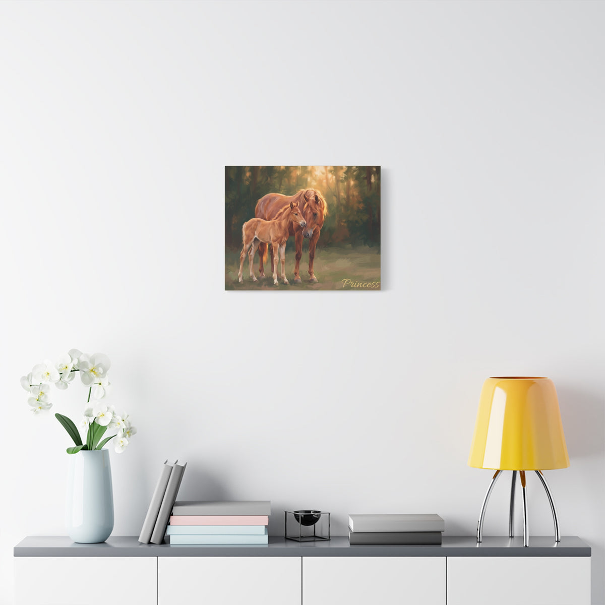 Horse Personalized Canvas | Mare and Foal Oil Painting Wall Art