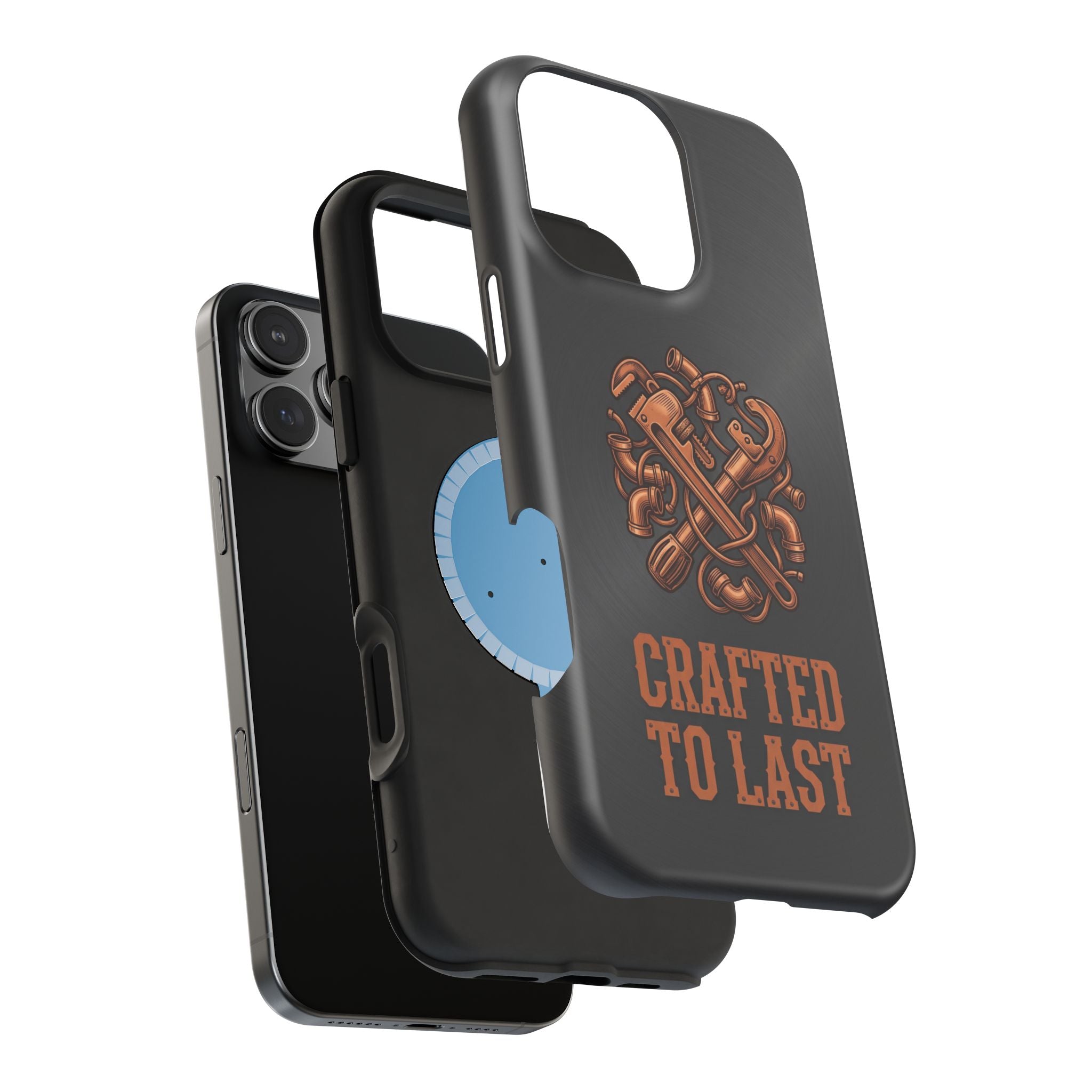 Crafted to Last Phone Case — Crossed Wrenches Wireless Charging Cover