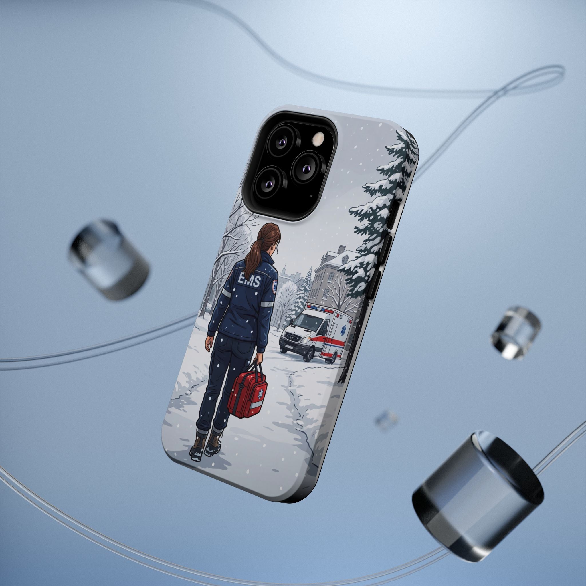Paramedic/EMT Winter Phone Case — Magnetic Wireless Charging Cover
