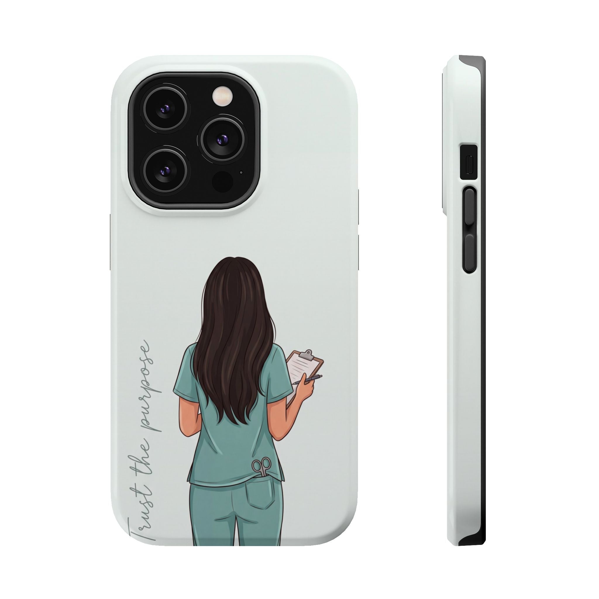 Nurse Illustration Phone Case — Impact-Resistant Wireless Charging Cover