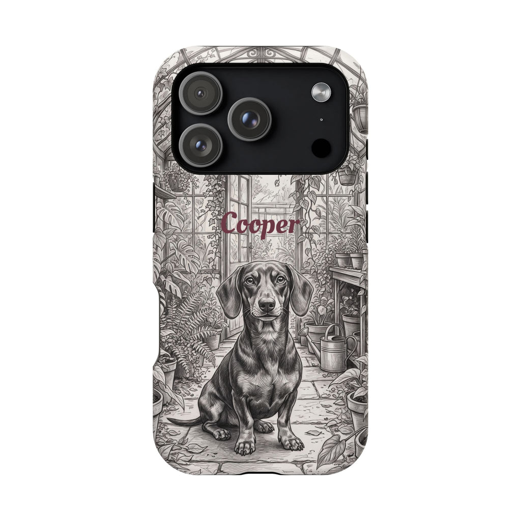 Personalized Dachshund Vintage Greenhouse Phone Case — Wireless Charging Cover