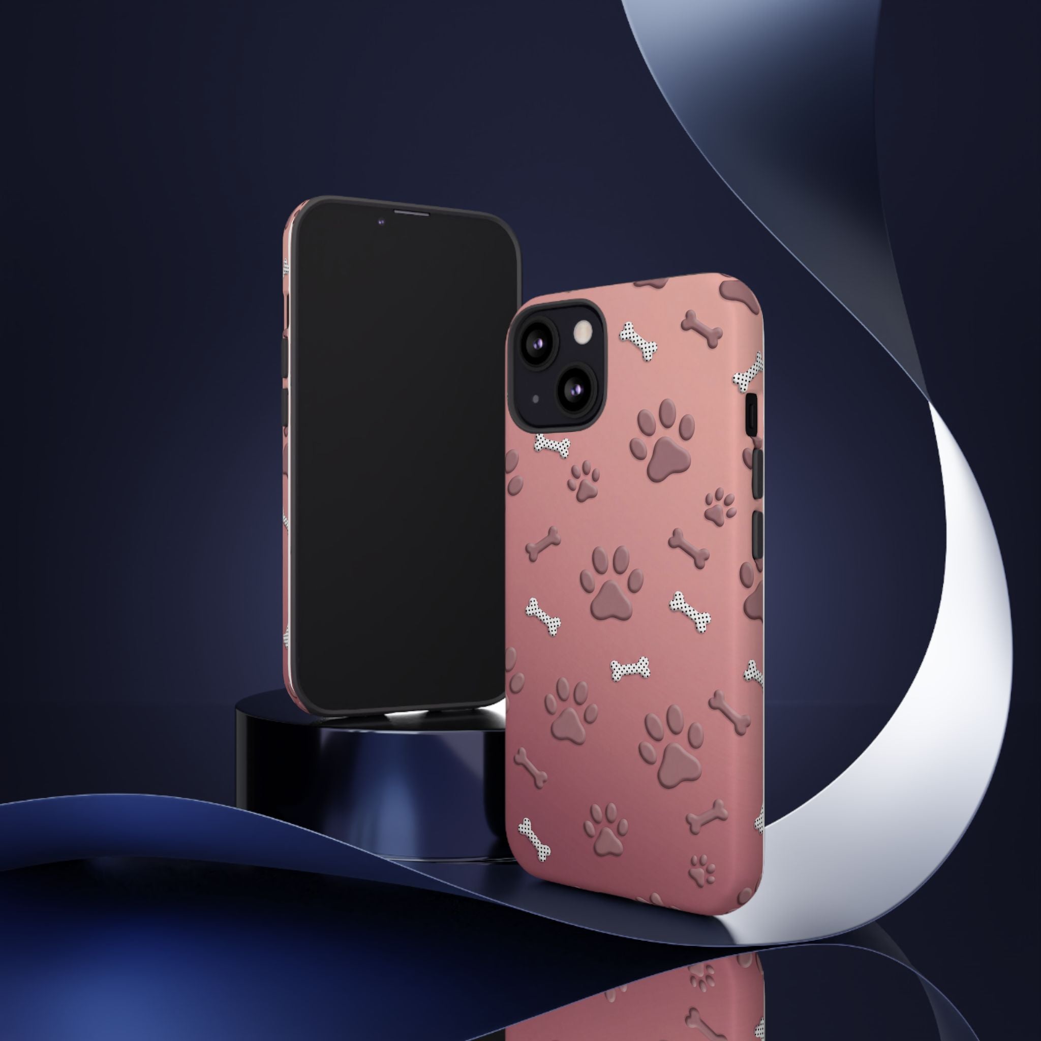 iPhone & Samsung Phone Case | Paw Print & Bone  | Dusty Rose Pattern Case for Frenchie Lovers