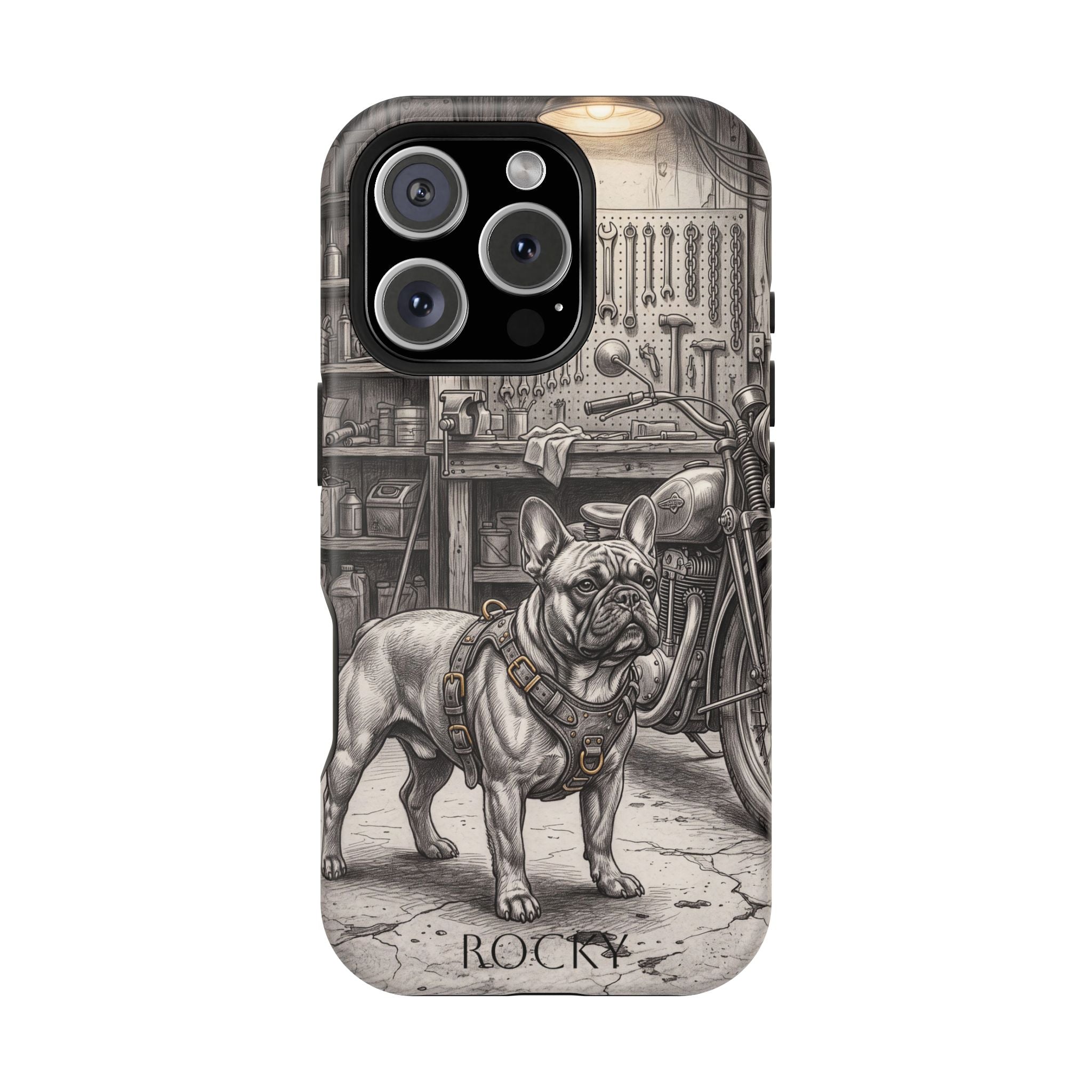 Personalized French Bulldog Vintage Street Phone Case — Wireless Charging Cover