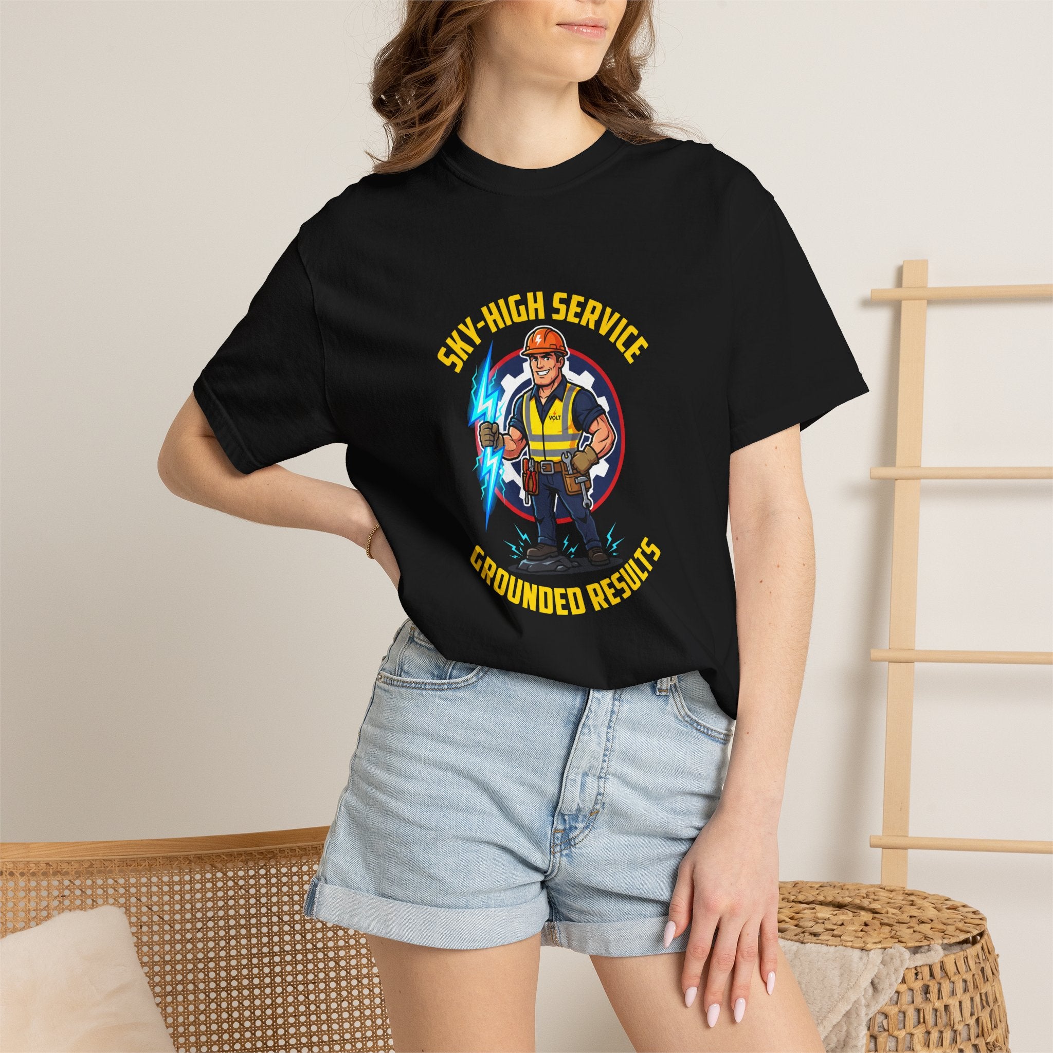 Sky-High Service Grounded Results Electrician T-Shirt