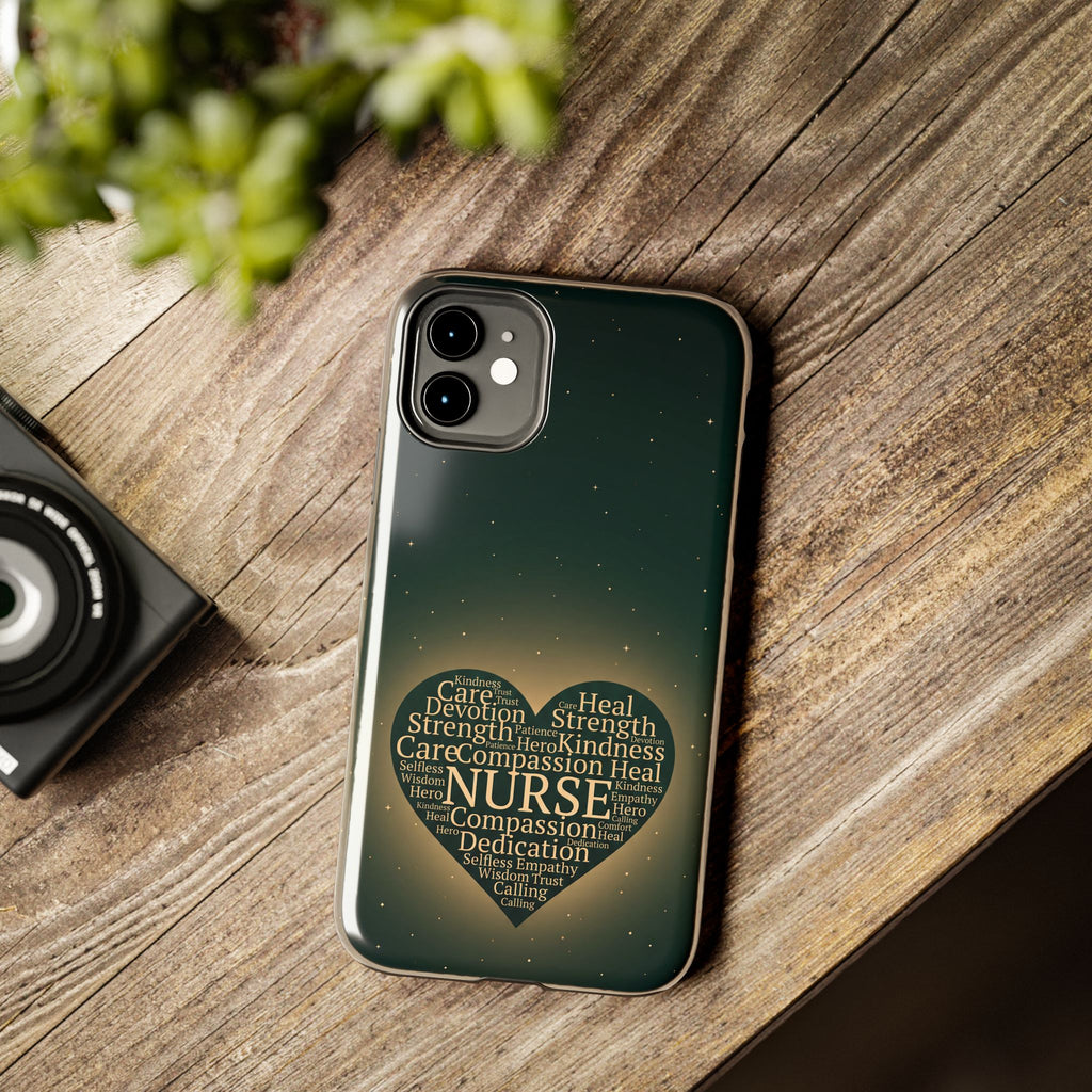 Nurse Heart Tough Phone Case — Inspirational Word Cloud Tribute - iphone and Samsung Galaxy series
