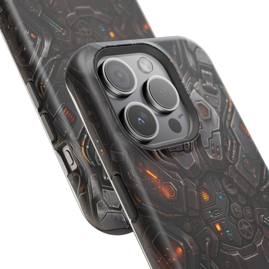 Mech Armor Phone Case — Industrial Circuit Wireless Charging Cover