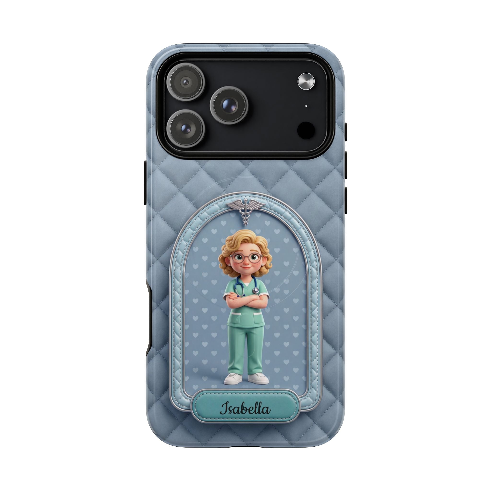 Personalized Nurse Phone Case | Quilted Badge Design, Custom Name iPhone Case