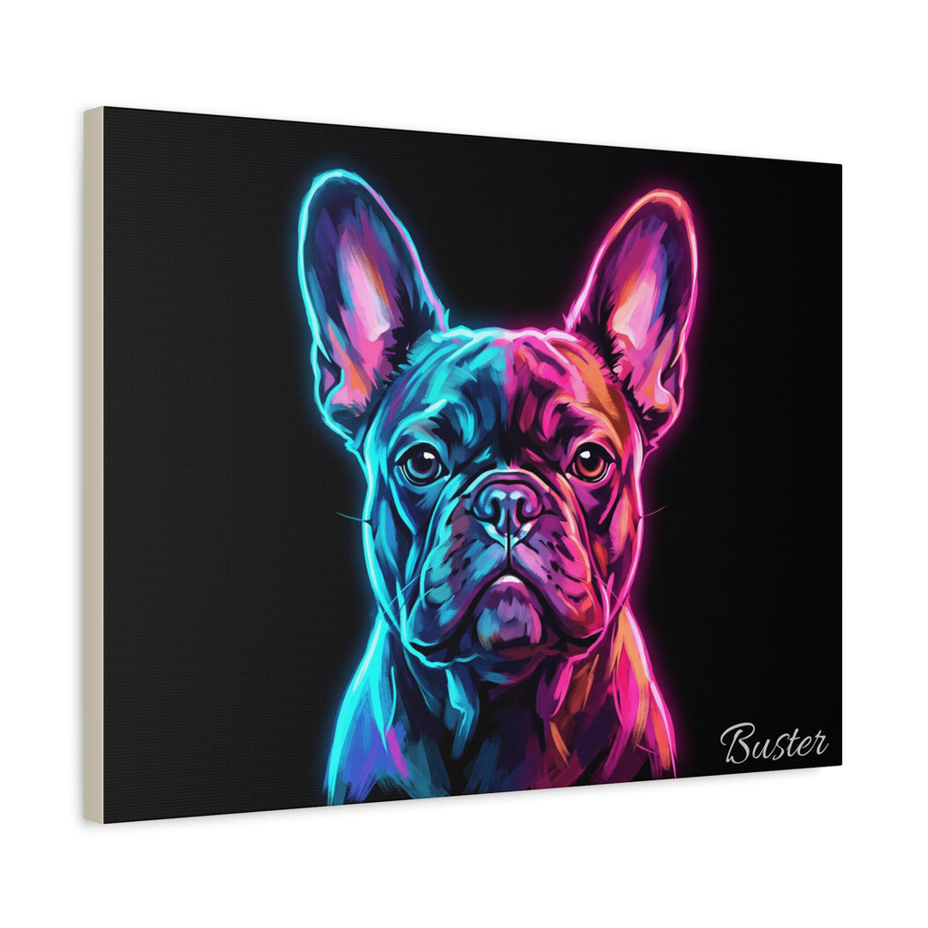 French Bulldog Personalized Canvas | Neon Glow Wall Art