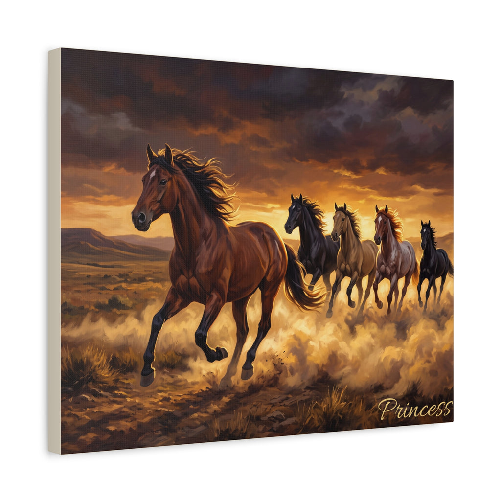 Horse Personalized Canvas | Wild Mustang Stampede Wall Art