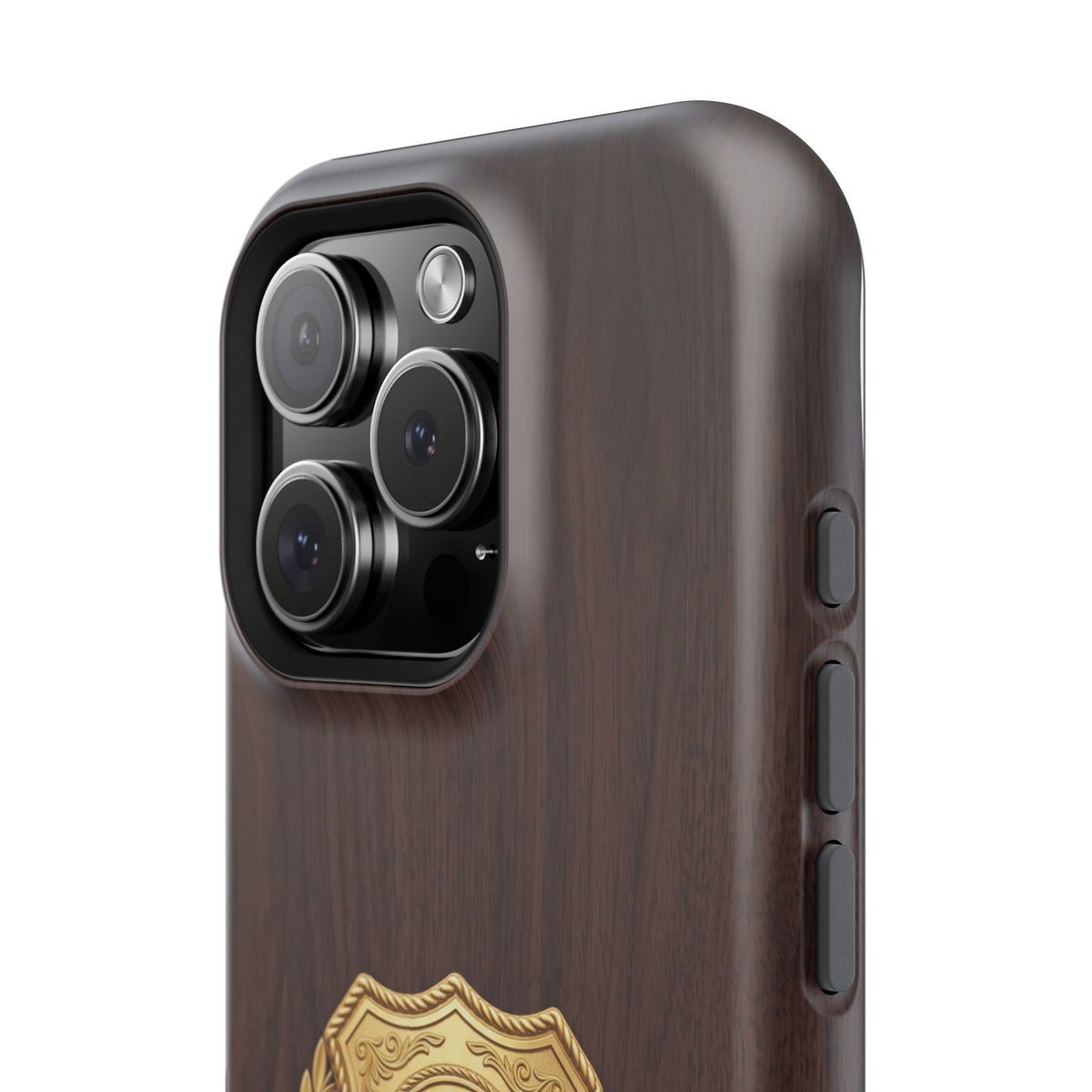 Gold EMS Laurel Badge Wood Phone Case — Magnetic Wireless Charging Cover