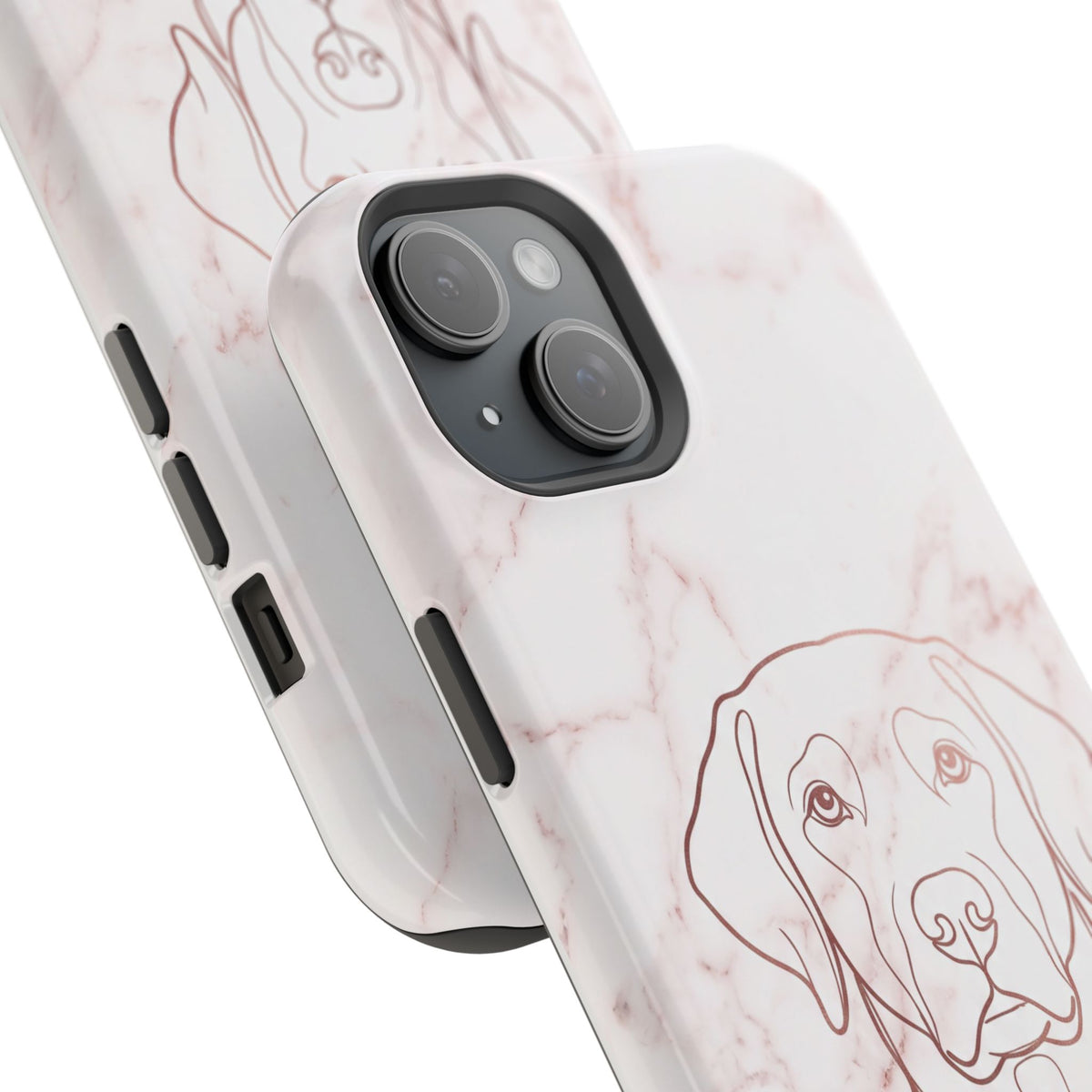 Personalized Rose Gold Marble Labrador Phone Case — Tough Magnetic Case with Wireless Charging
