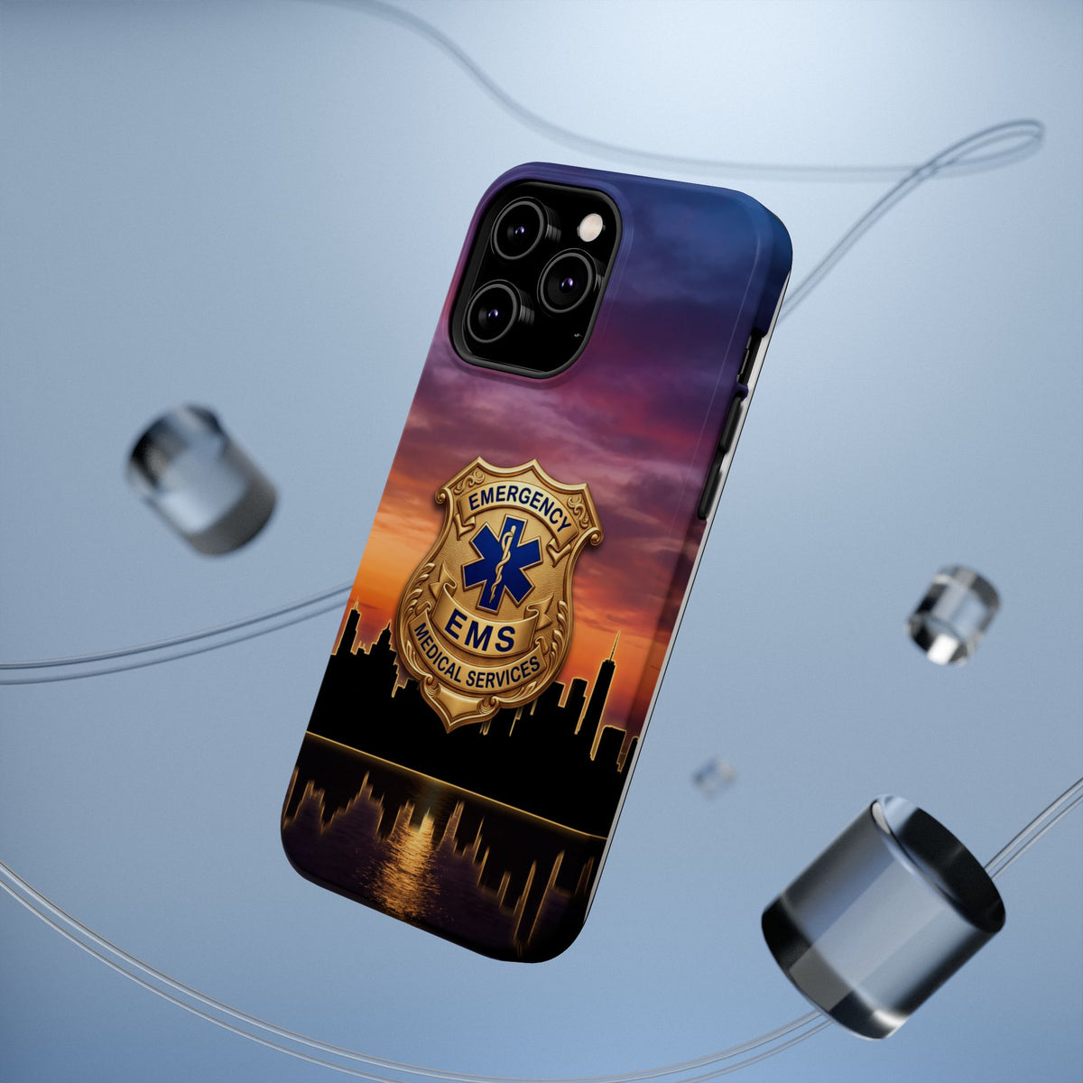 EMS Badge Sunset Skyline Phone Case — Magnetic Wireless Charging Cover